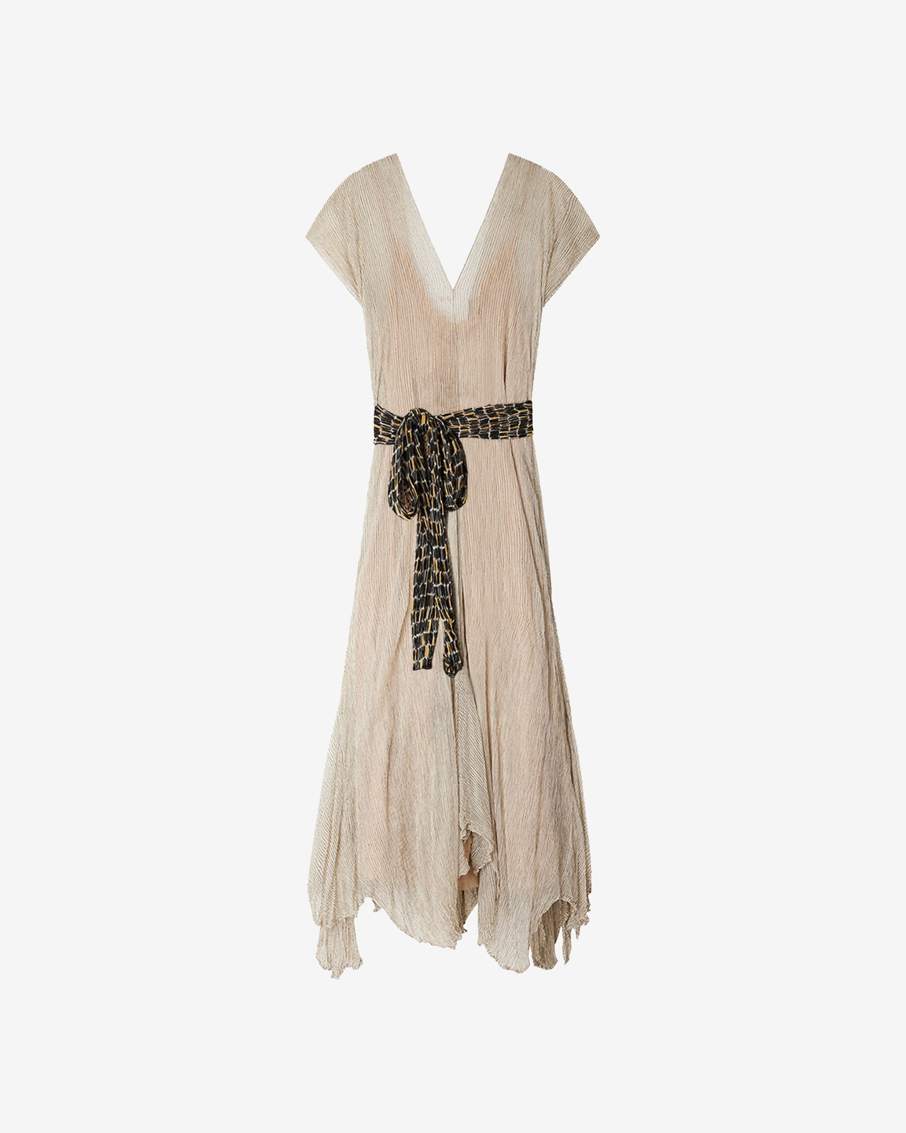 Robe Sami - Beige : Longue robe en viscose craquante beige et rayé Mes Demoiselles - Image 6