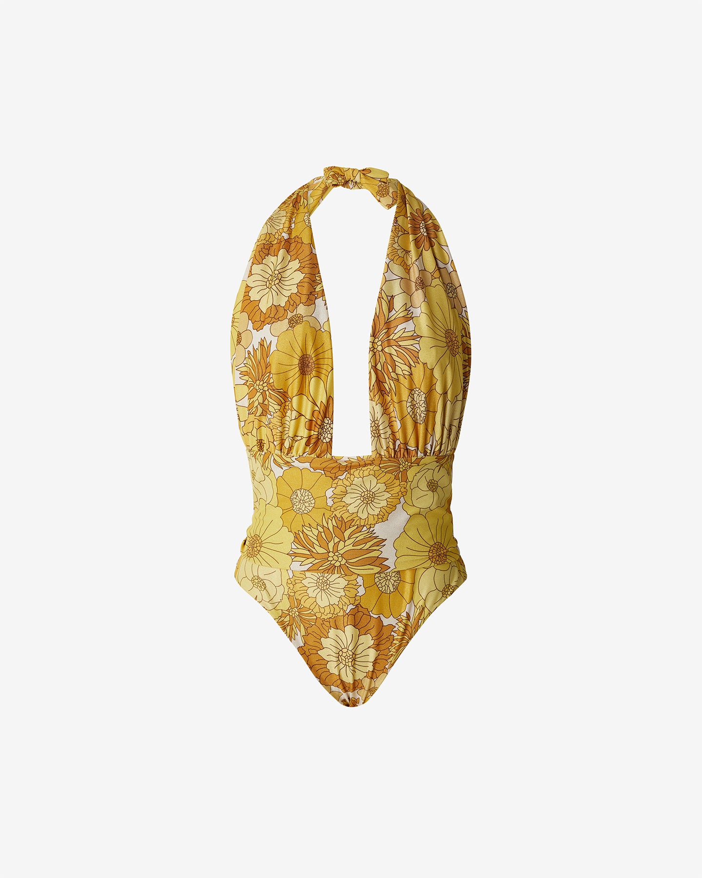 Maillot De Bain Flower - Jaune : Maillot de bain 1 pièce en imprimé jaune floral rétro Mes Demoiselles