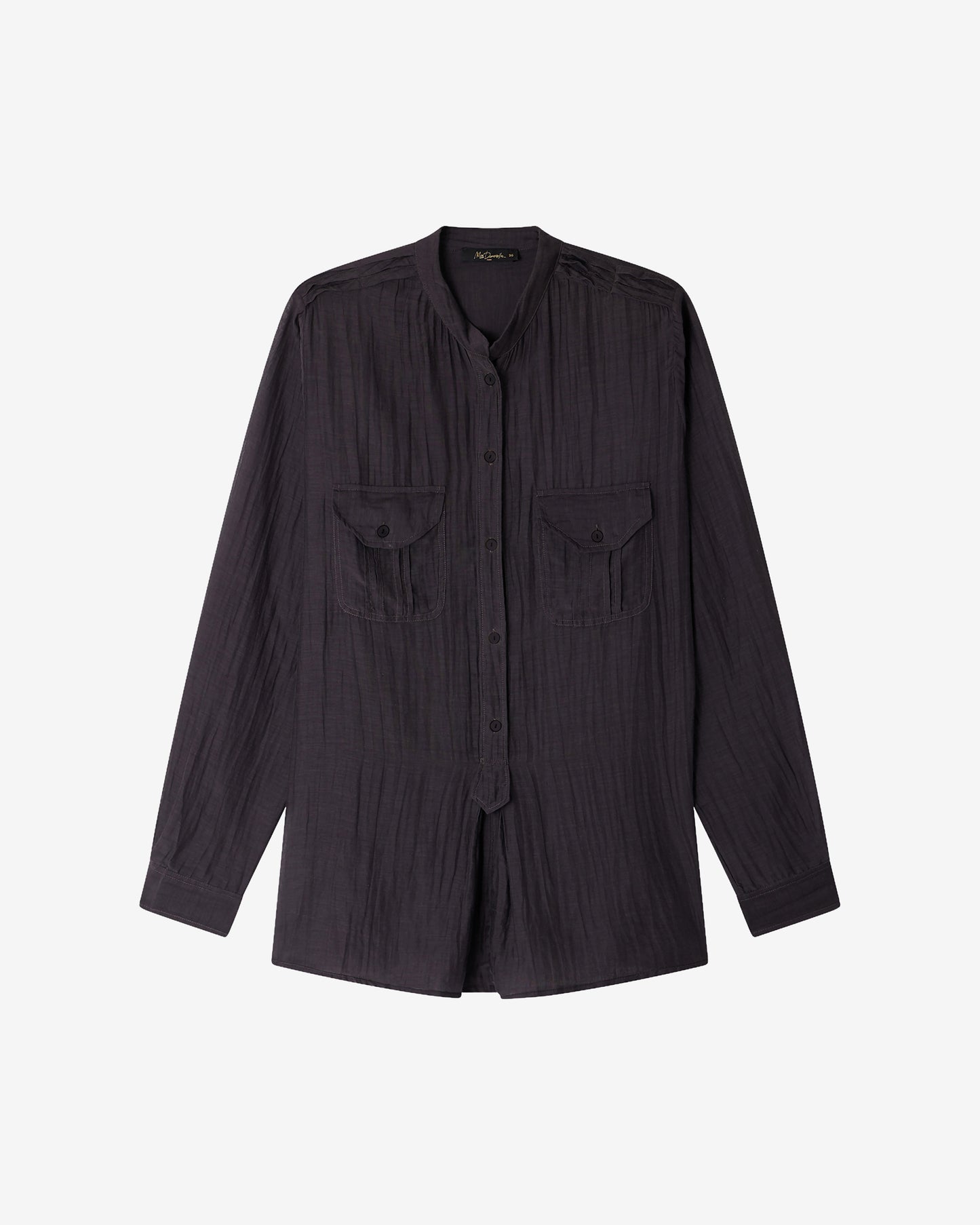 Chemise Lenny - Gris Violine : Blouse chemise en gaze de coton et soie grise Mes Demoiselles