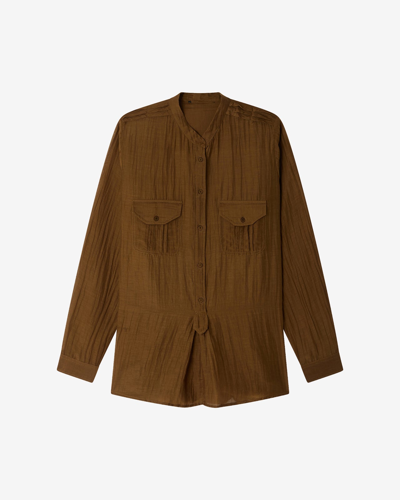 Chemise Lenny - Marron : Blouse chemise en gaze de coton et soie kaki Mes Demoiselles - Image 6