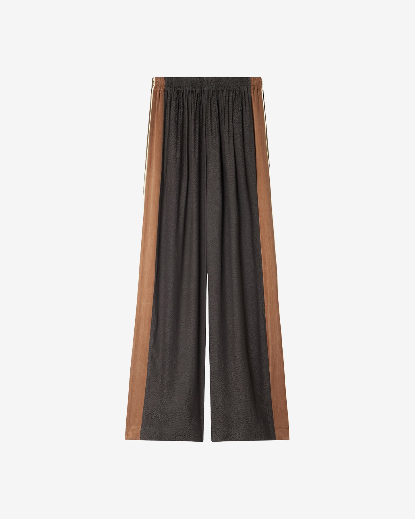 Pantalon Leslye - Noir : Pantalon noir imprimé reptile en jacquard satin Mes Demoiselles