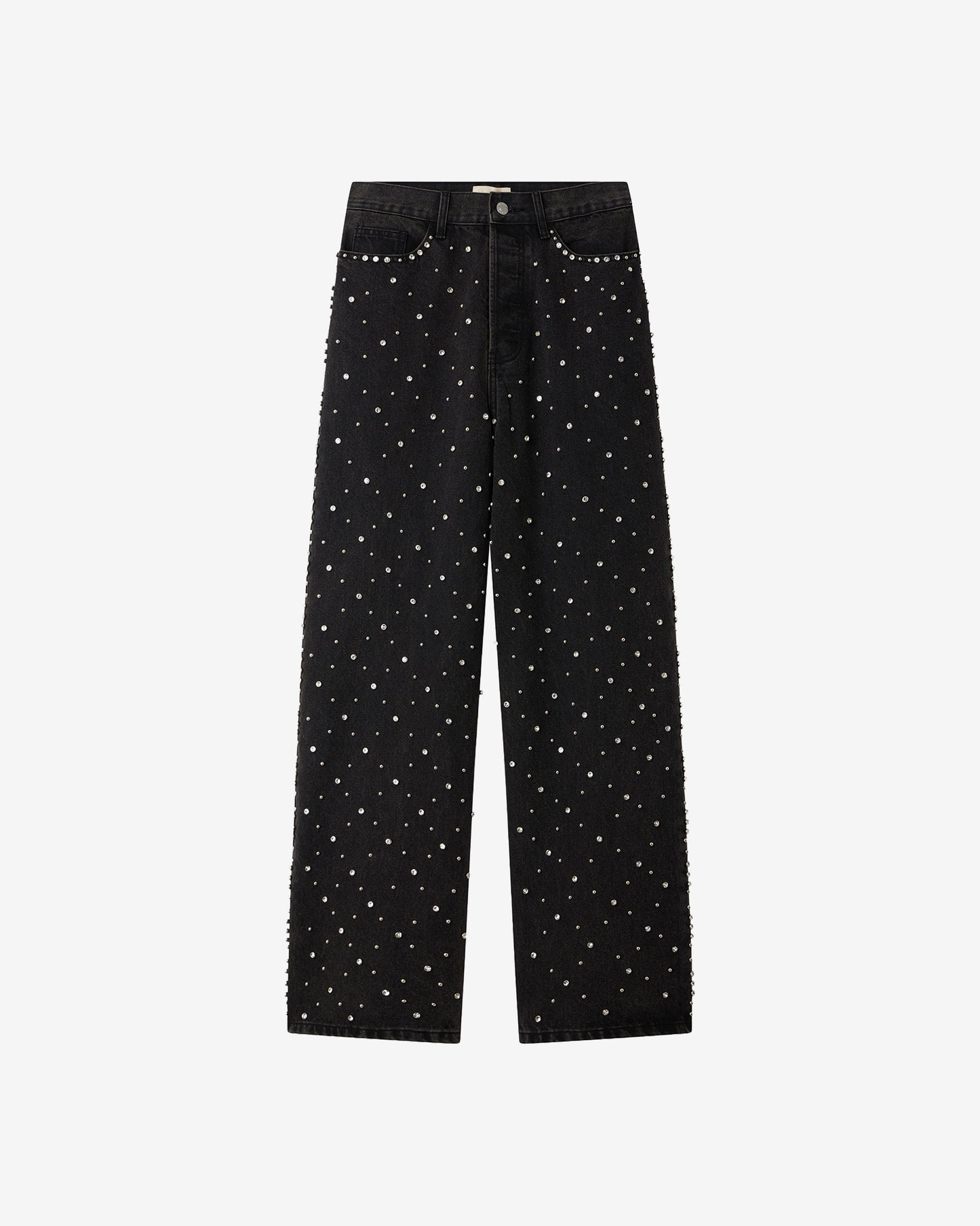Jeans Manny - Noir : Jean oversize noir avec détails argentés Mes Demoiselles