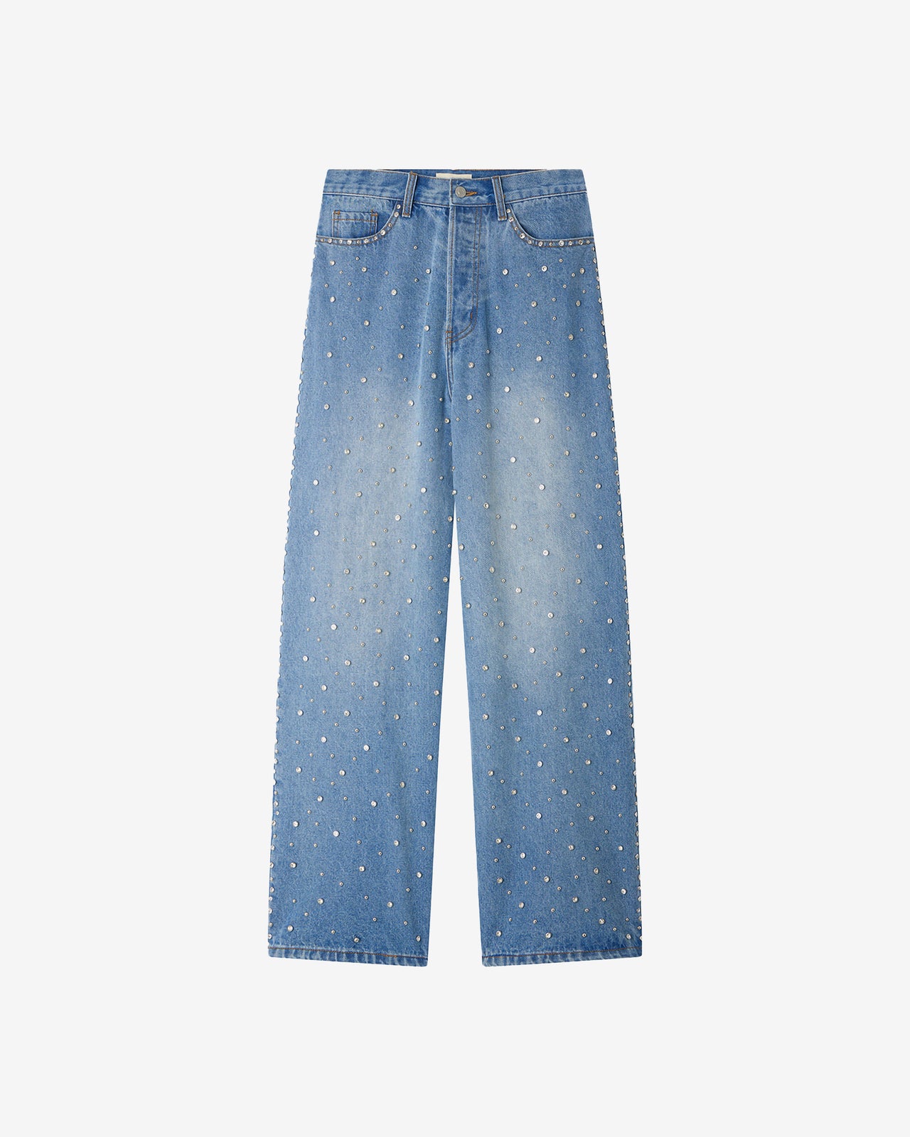 Jeans Manny - Bleu : Jean oversize denim avec détails argentés Mes Demoiselles - Image 5