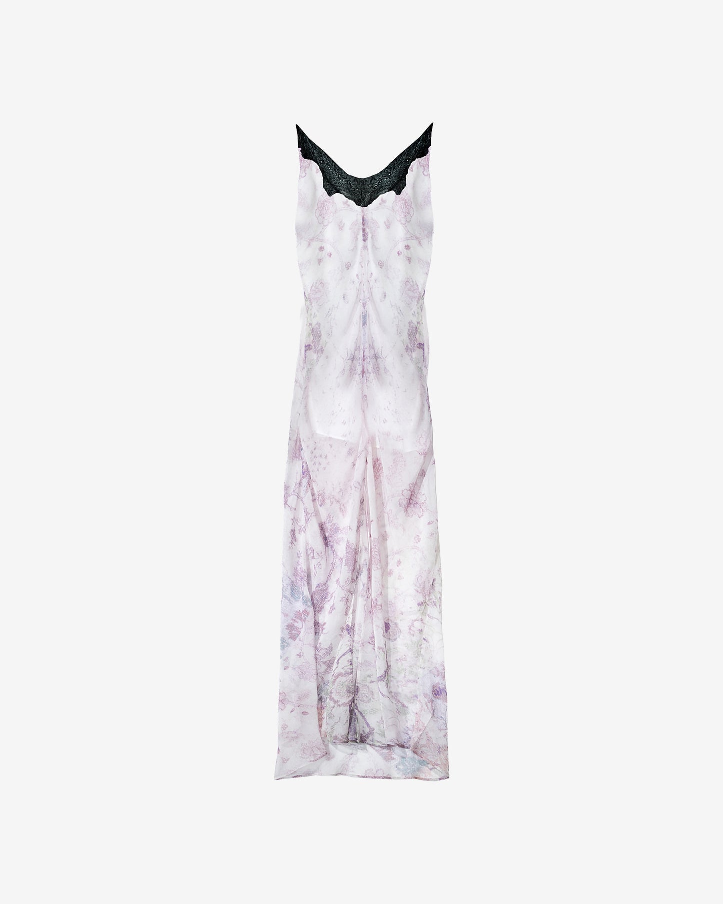 Robe Primrose - Noir : Robe longue imprimé fondu délicat et dentelle noire Mes Demoiselles