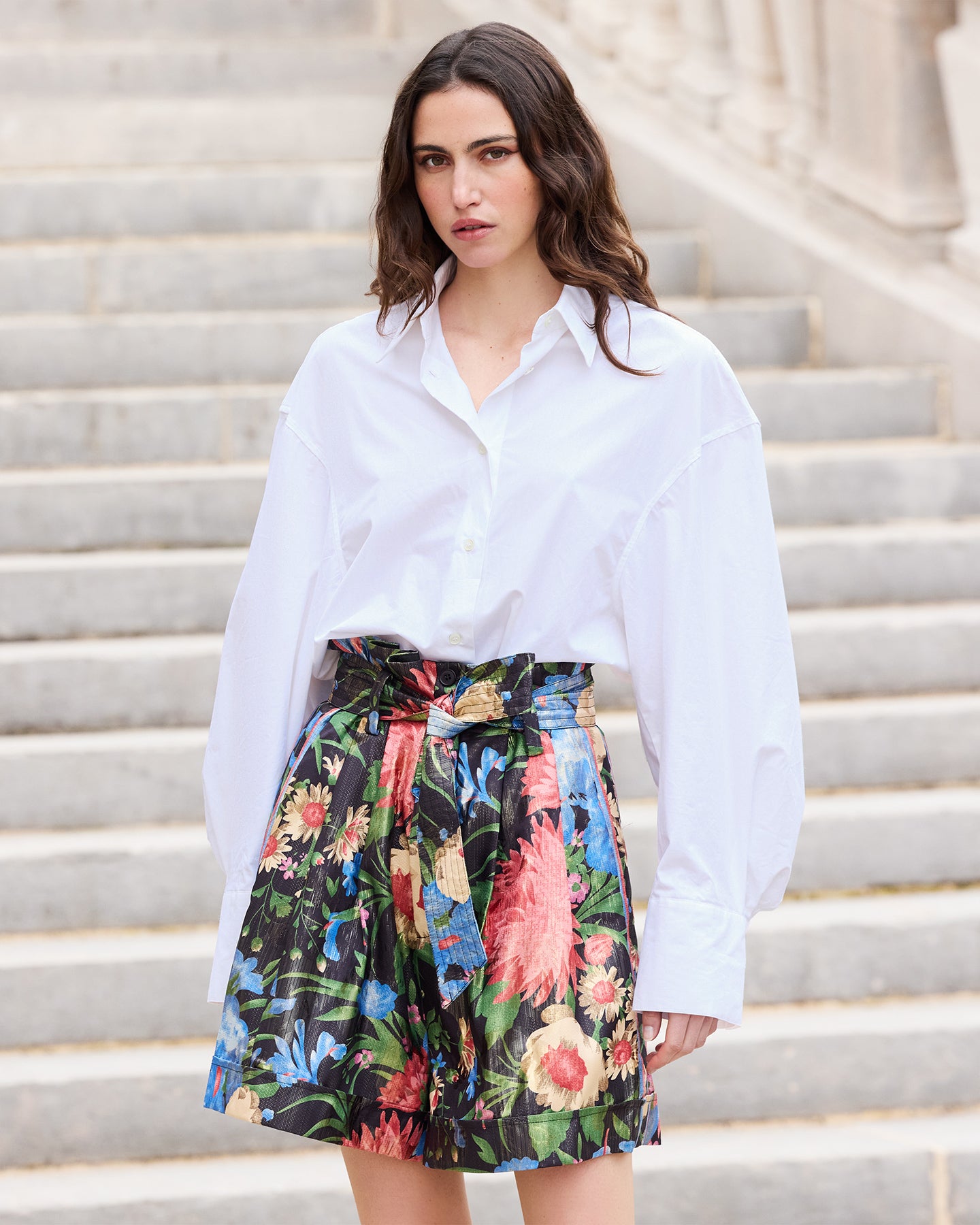 Bermuda féminin en jacquard lurex imprimé floral - Jupes & shorts Mes Demoiselles