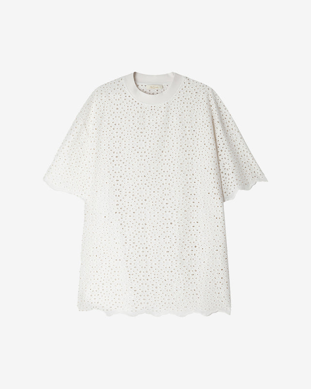 Top Rodesian - Blanc : Long tee - shirt en broderie anglaise blanche Mes Demoiselles - Dernière image