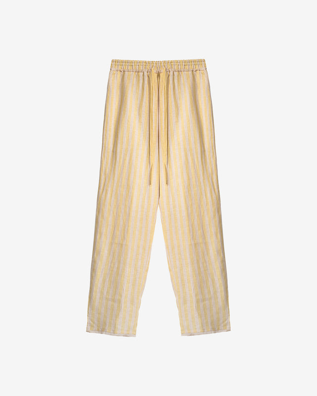 Pantalon Sage - Beige : Pantalon en lin rayé jaune et beige Mes Demoiselles - Dernière image