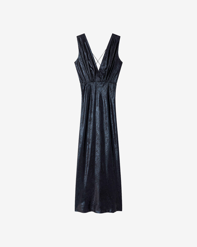 Robe Sambi - Noir : Robe longue en tissu velvet shiny black Mes Demoiselles - Dernière image