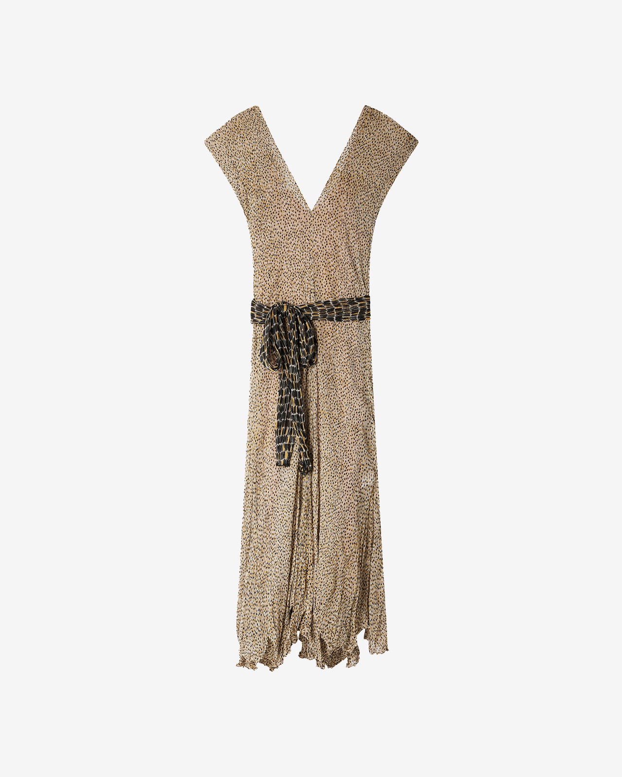 Robe Sami - Taupe : Longue robe en viscose craquante beige et pois noir et gold Mes Demoiselles - Image 6