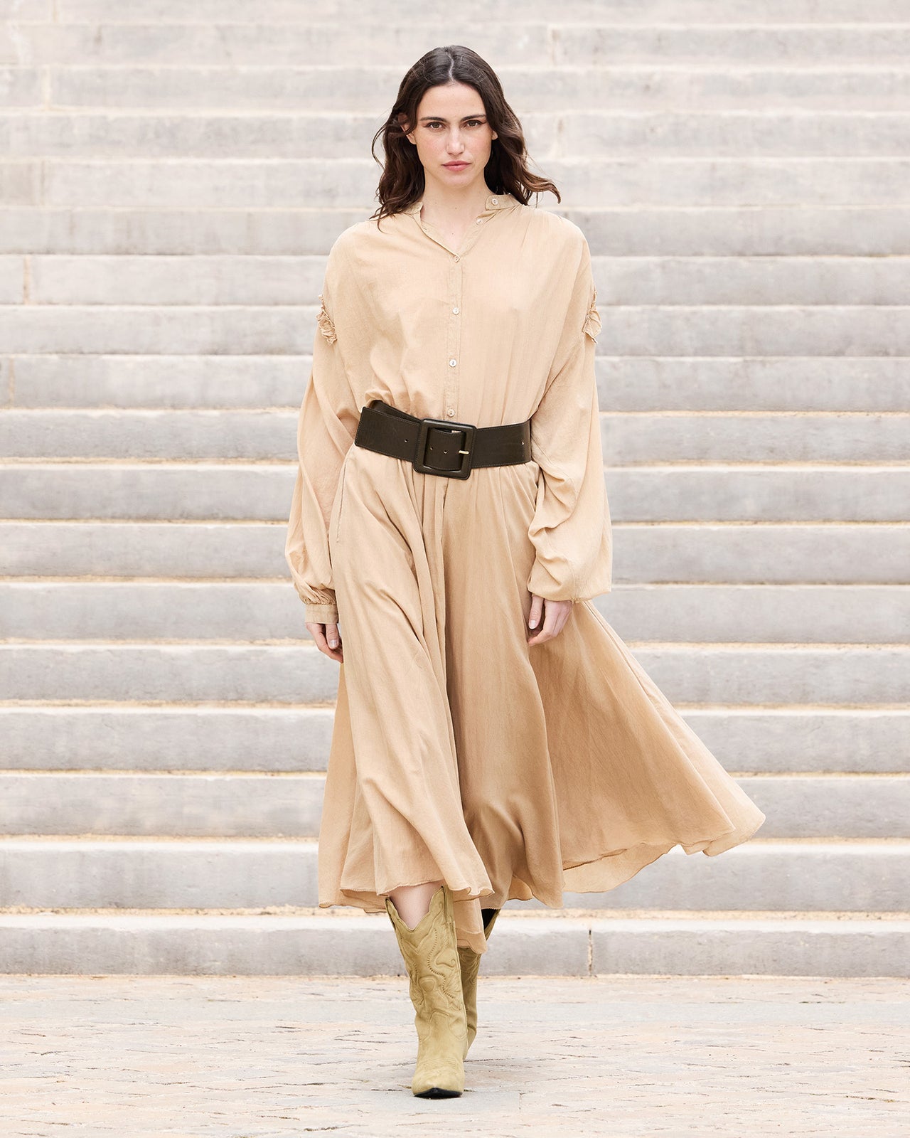 Jupe douce en voile de coton couleur beige - Jupes & shorts Mes Demoiselles - Image 1