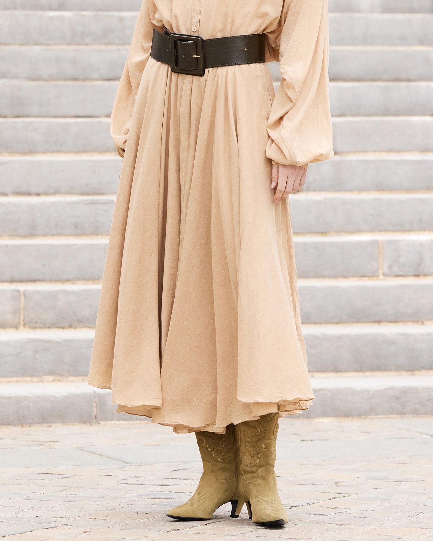 Jupe Sandy - Beige : Jupe douce en voile de coton couleur beige Mes Demoiselles