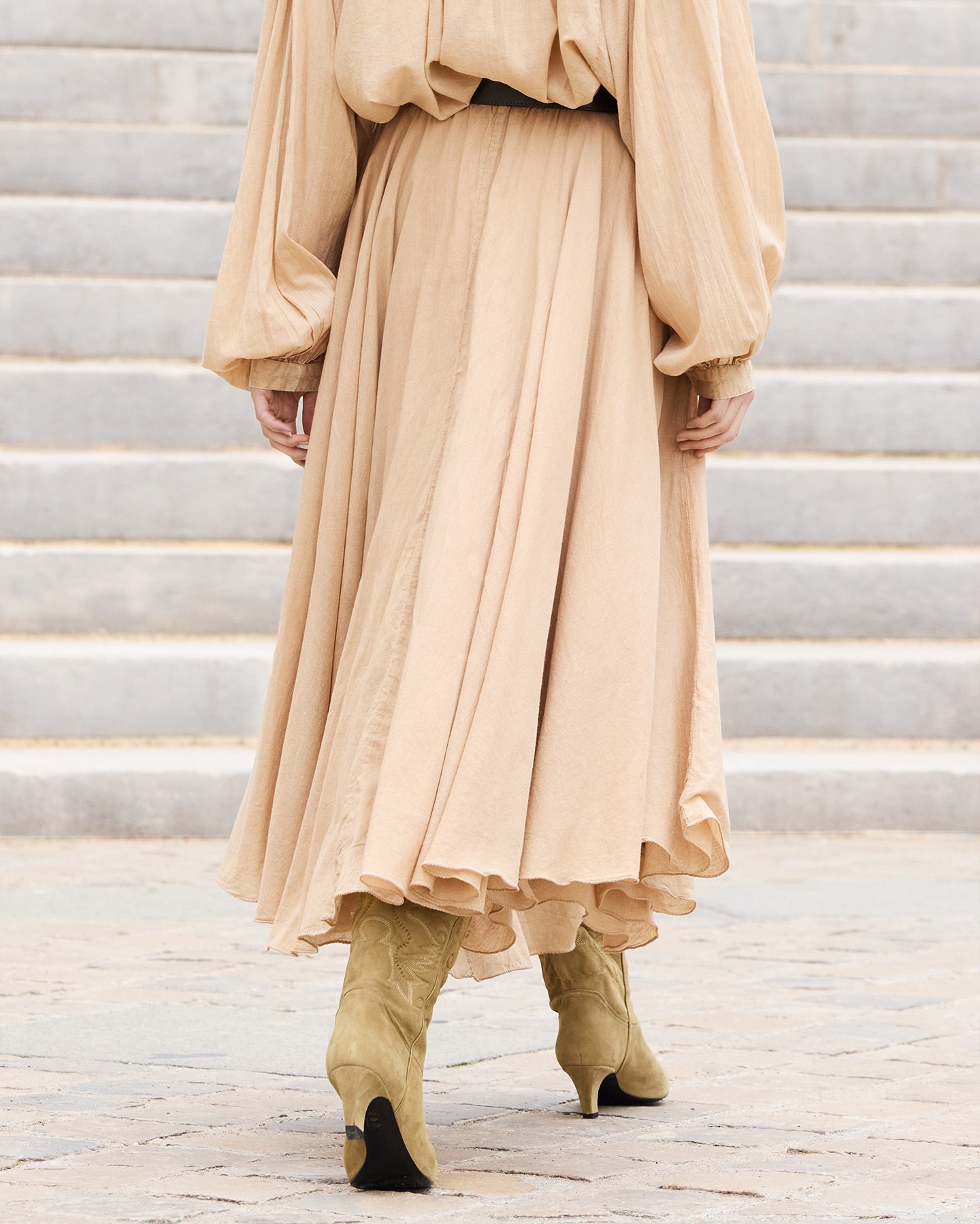 Jupe Sandy - Beige : Jupe douce en voile de coton couleur beige Mes Demoiselles