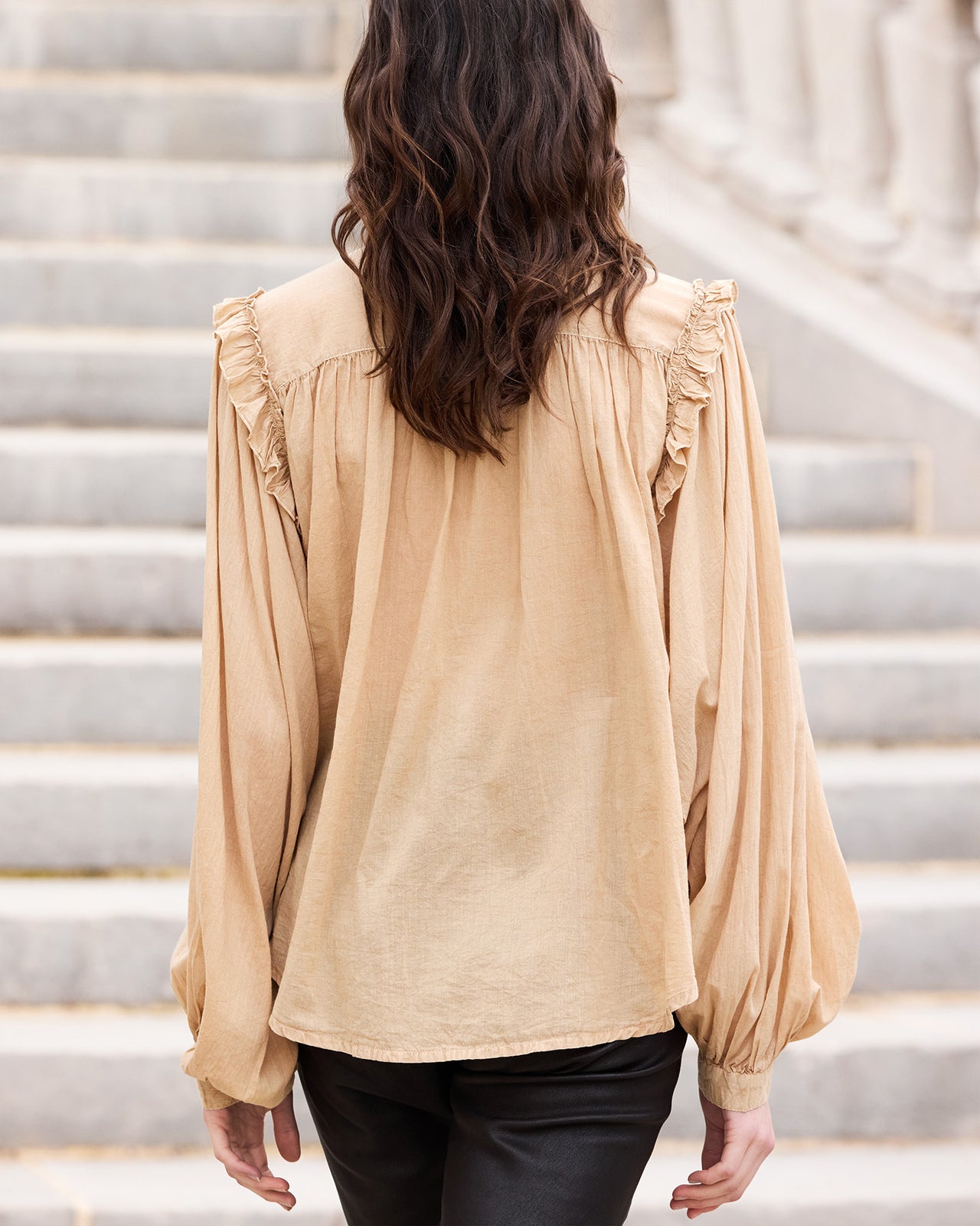 Chemise Sati - Beige : Chemise douce beige en voile de coton Mes Demoiselles - Image 5