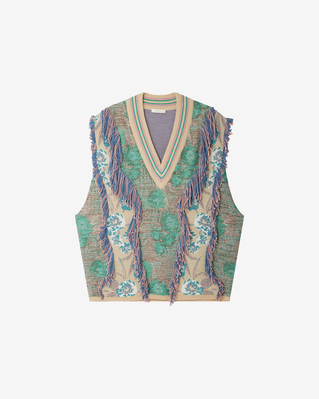 Pull Squall - Vert : Débardeur en maille jacquard tissées Mes Demoiselles - Dernière image