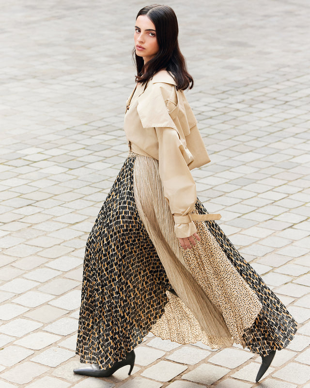 Jupe Sultan - Noir : Jupe longue en coton et pans différents noir et écru Mes Demoiselles - Image 3