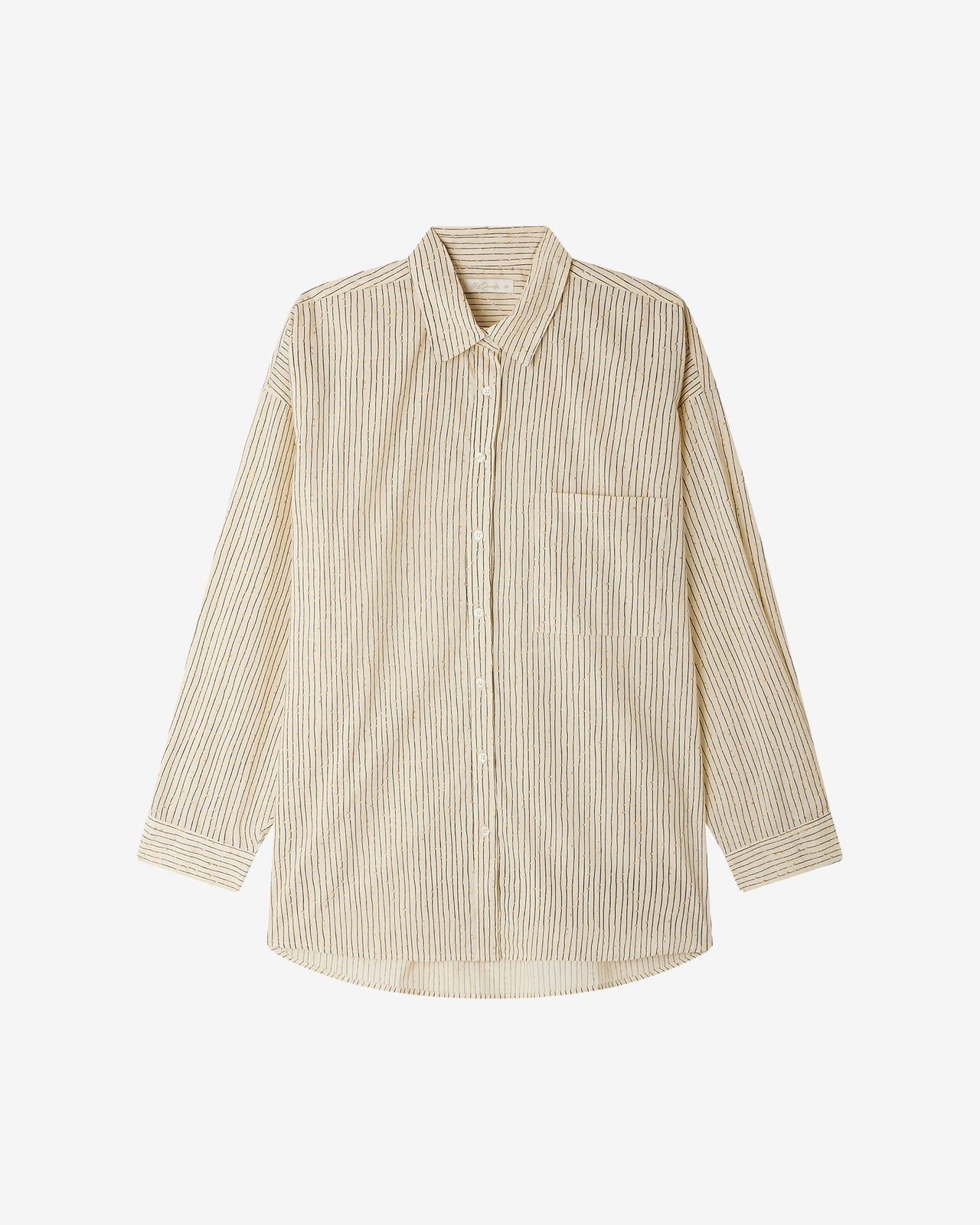 Chemise Sumira - Sable : Chemise en popeline de coton beige et rayures noir et gold Mes Demoiselles - Image 6