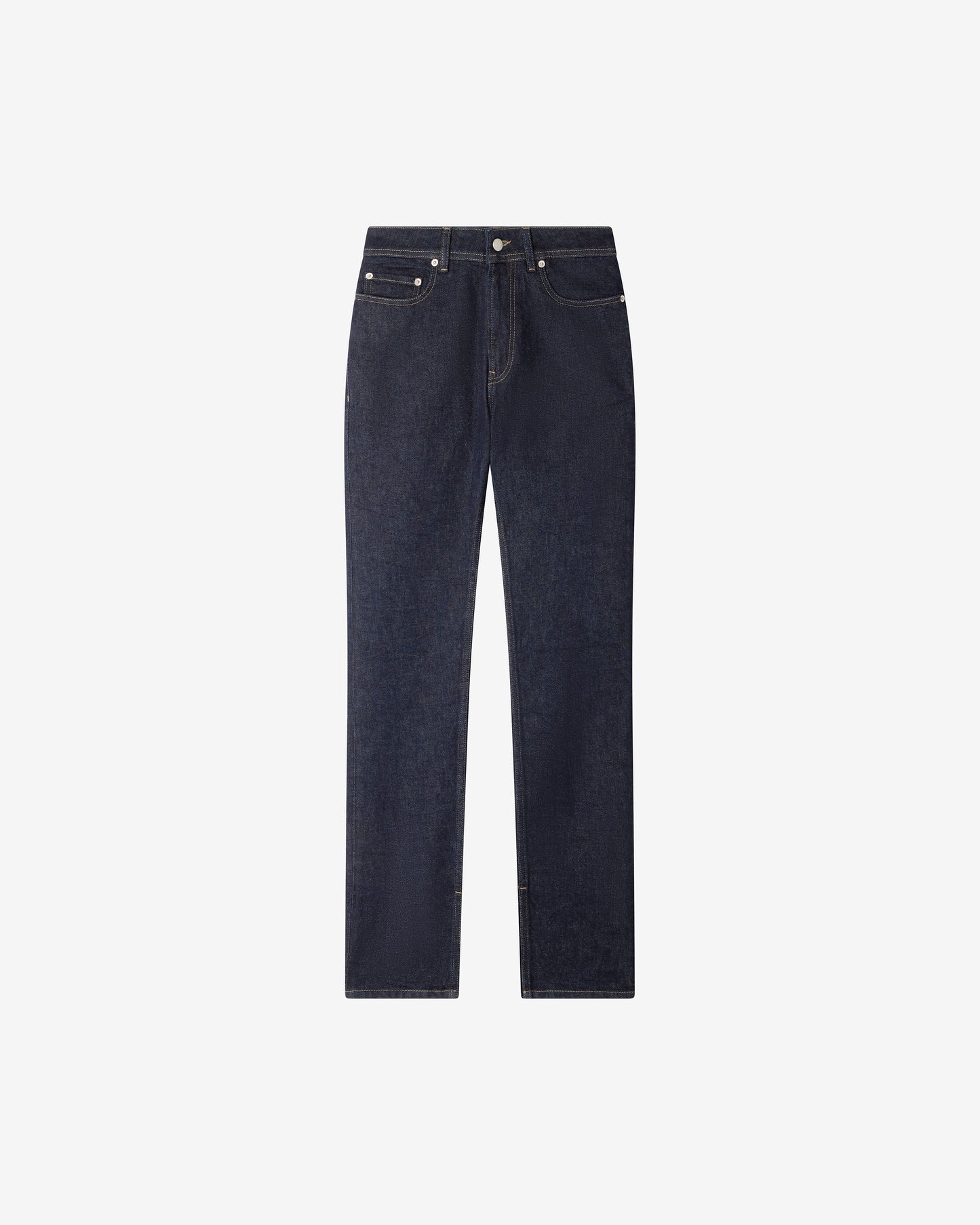 Pantalon Taylor - Indigo : Jean droit en toile japonaise indigo à fentes intérieures Mes Demoiselles