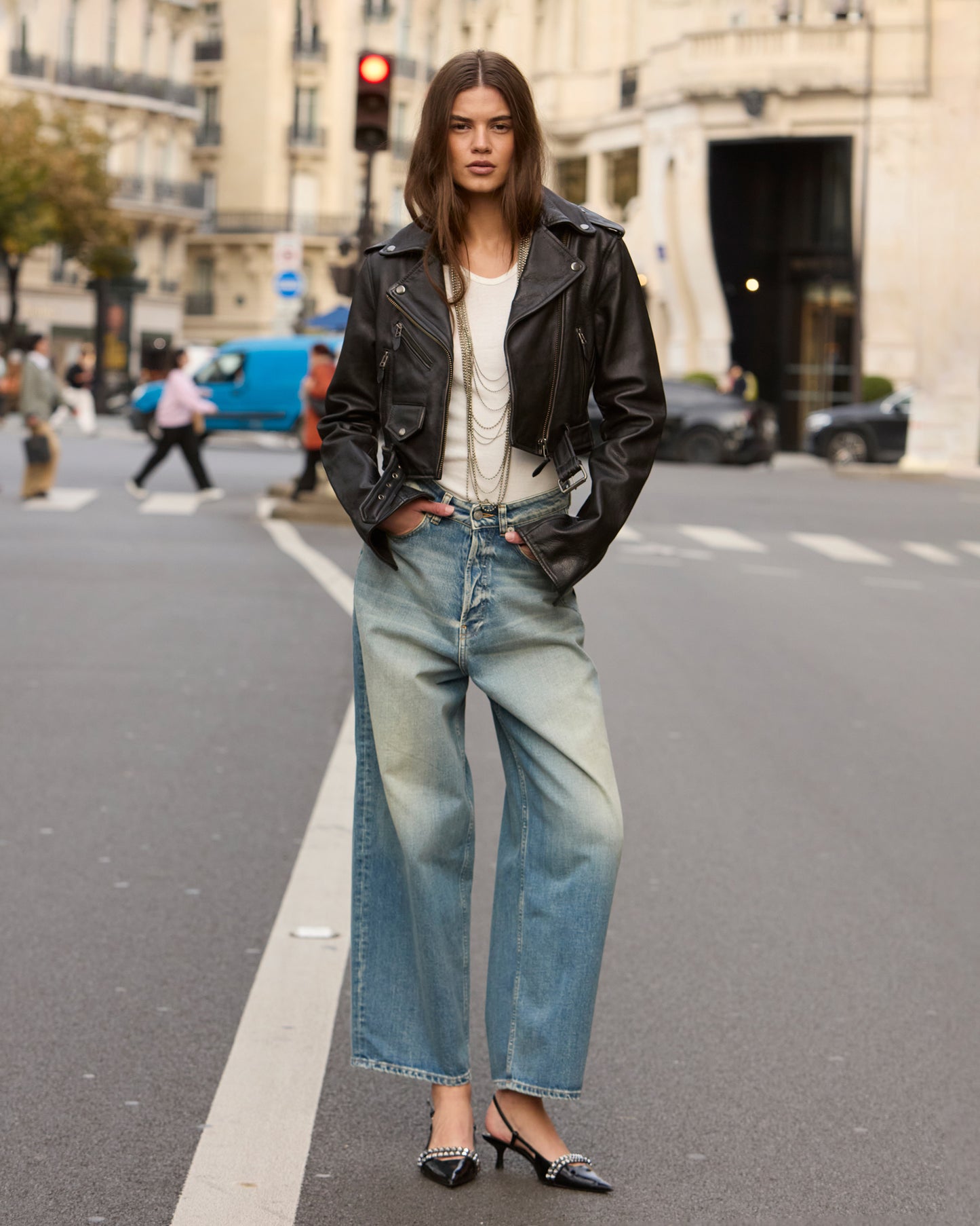 Jean large en toile washed blue - Pantalons & combinaisons Mes Demoiselles