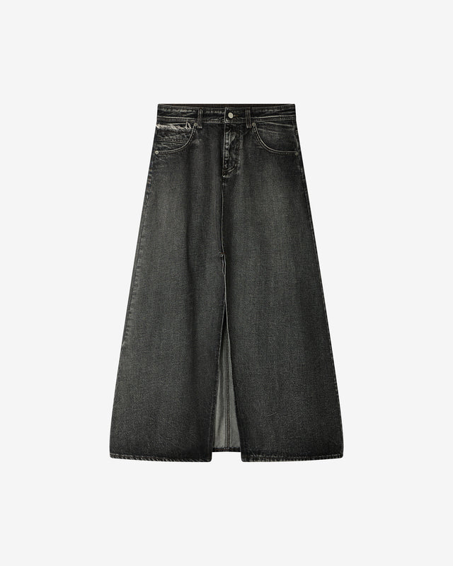 Jupe Travolta - Noir : Jupe longue en denim washed black – esprit western Mes Demoiselles - Dernière image