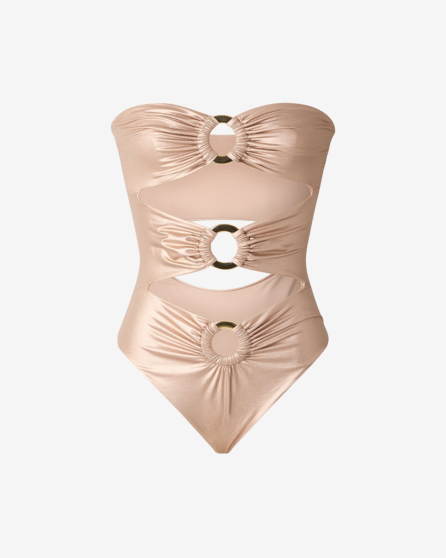 Maillot de bain 1 pièce avec effet mouillé gold & détails anneaux - Maillots de bain Mes Demoiselles