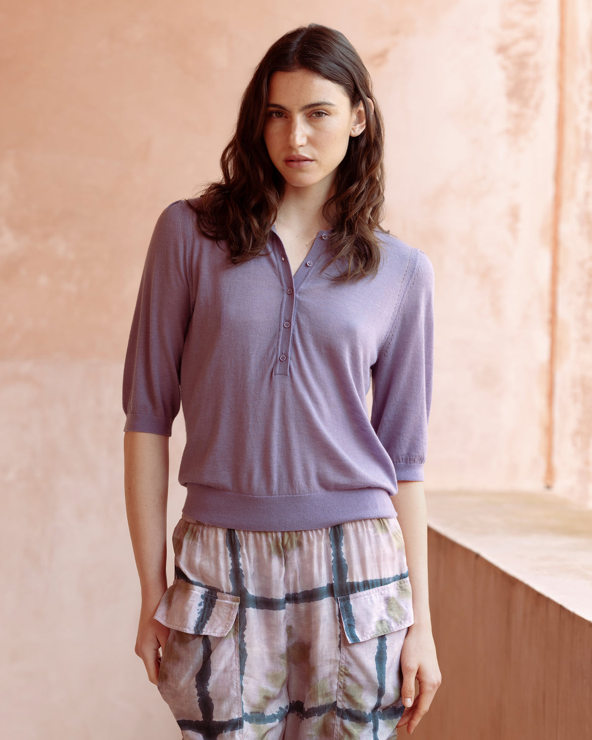 Polo en laine soufflée lavande - Chemises & tops Mes Demoiselles - Image 3