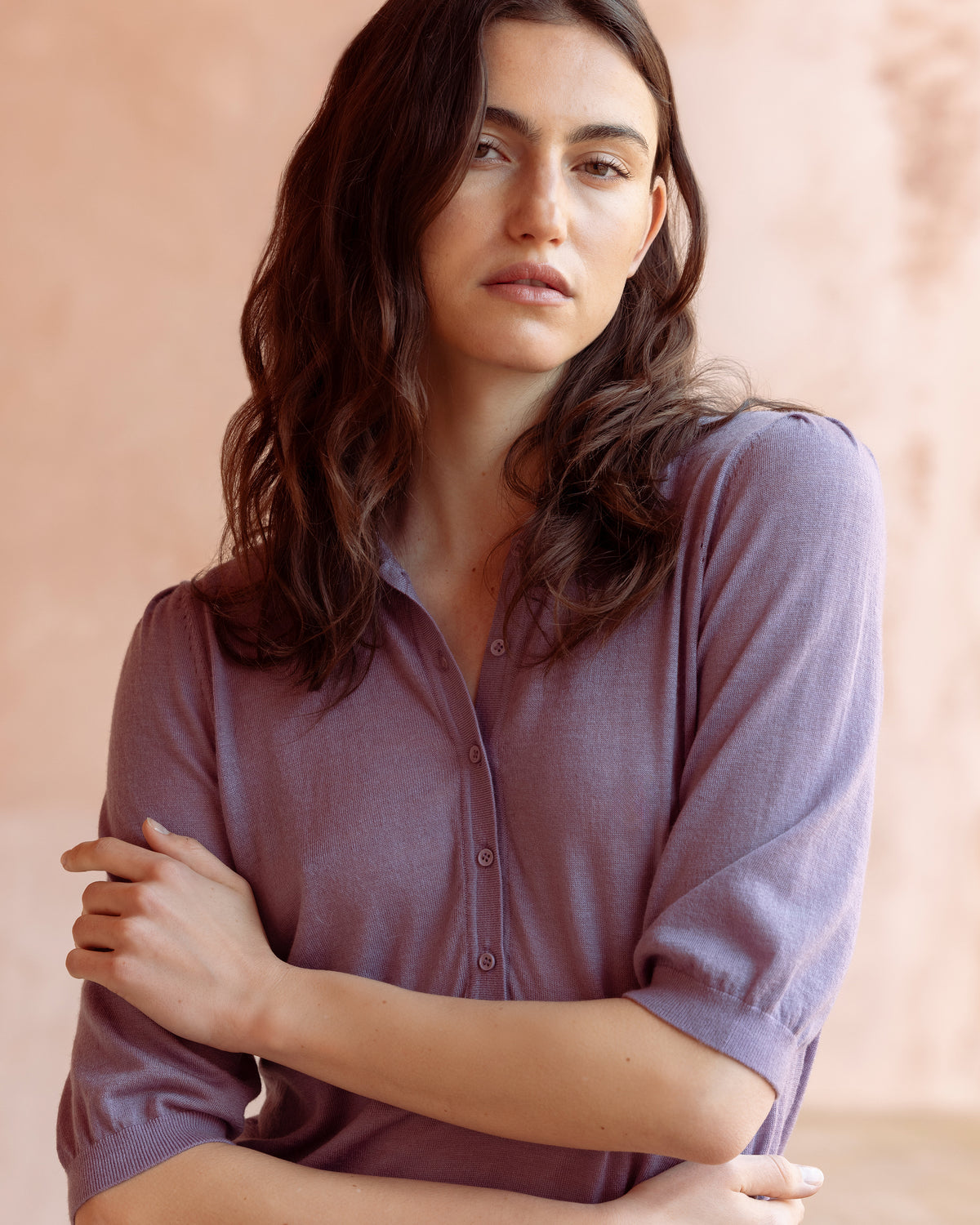 Top Cozy - Violet : Polo en laine soufflée lavande Mes Demoiselles