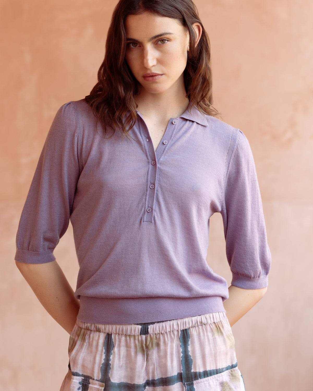 Top Cozy - Violet : Polo en laine soufflée lavande Mes Demoiselles