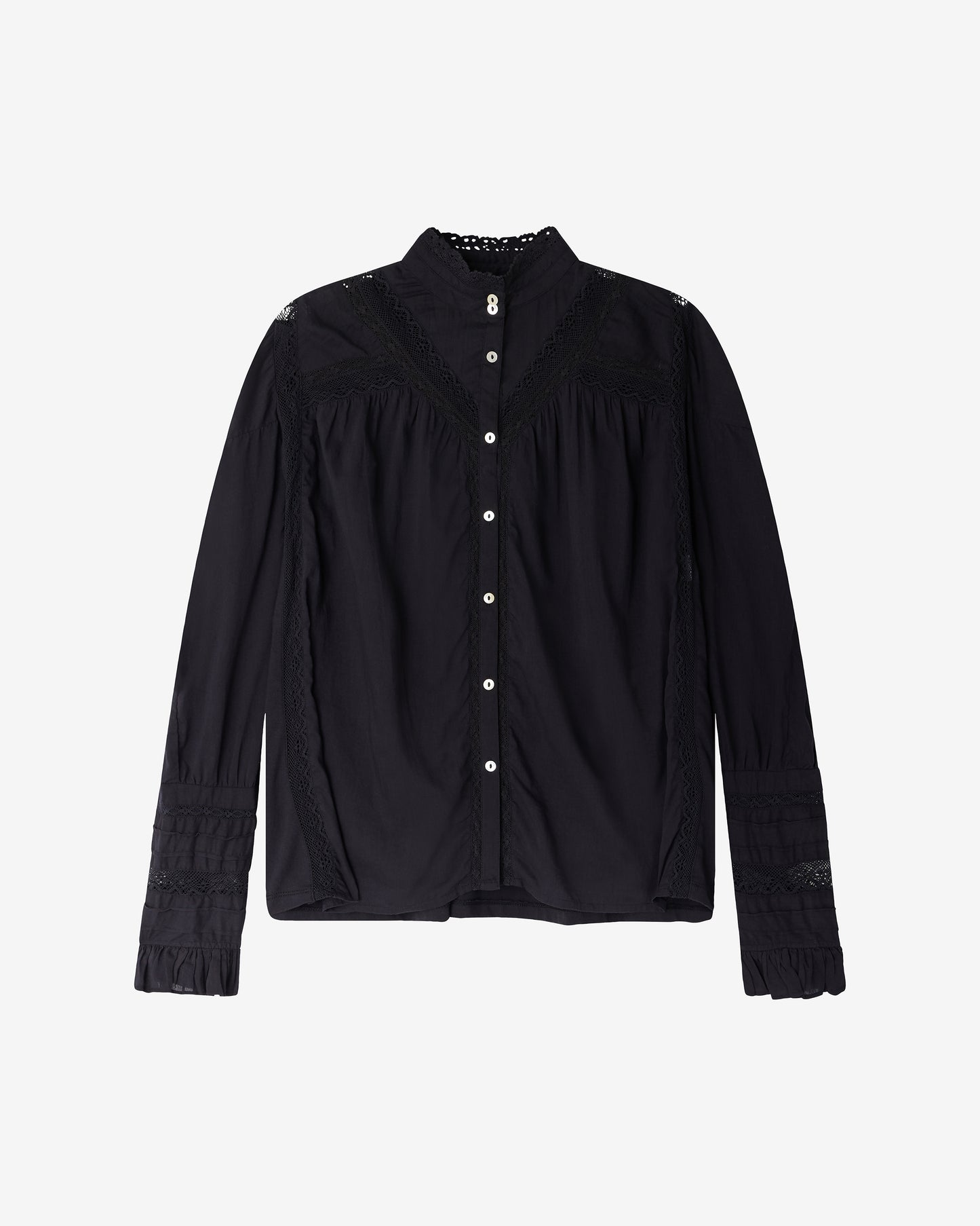 Chemise Crum - Noir : Blouse en Coton Noire– Dentelle & Col Victorien Mes Demoiselles
