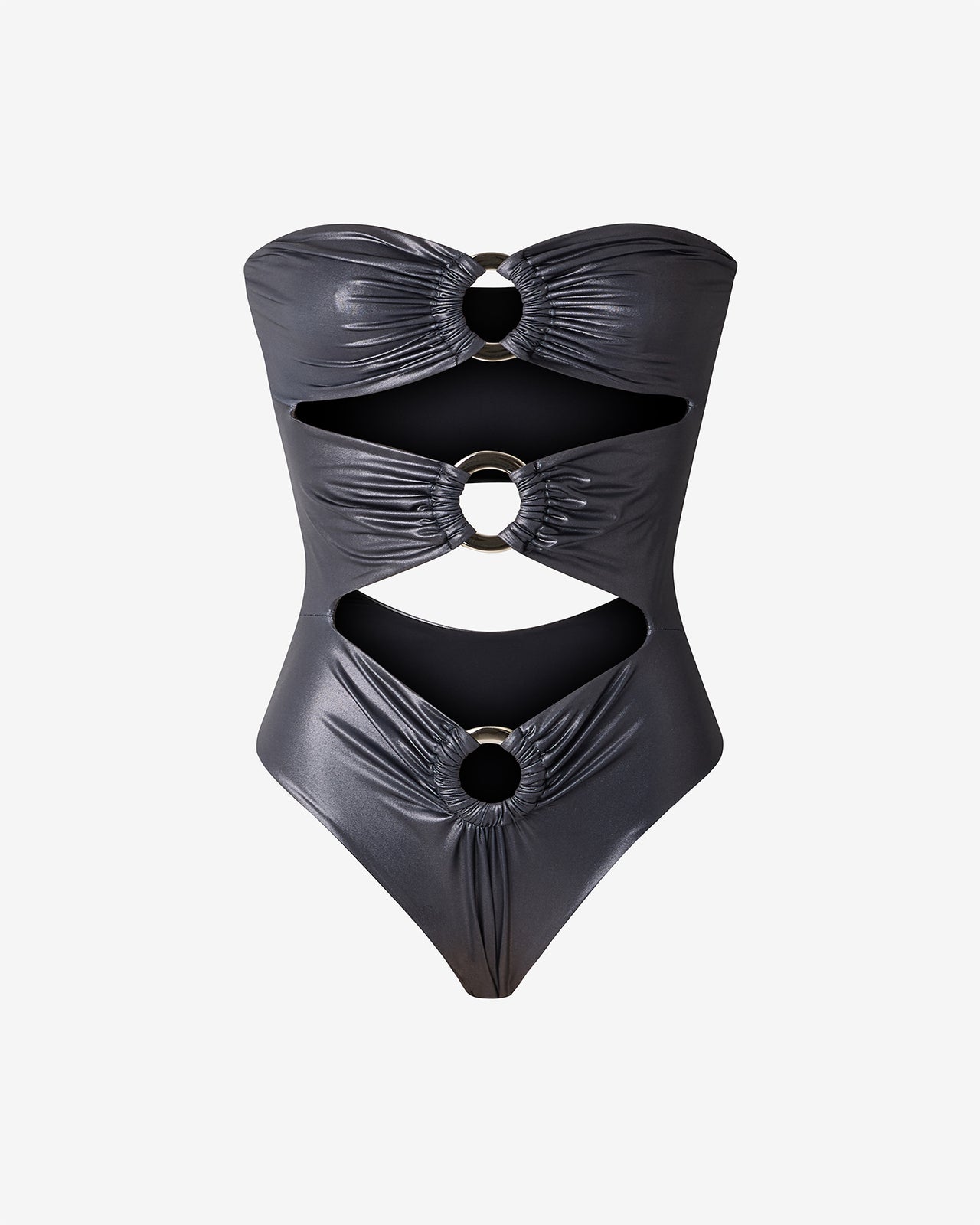 Maillot de bain 1 pièce – Effet mouillé noir & détails anneaux - Maillots de bain Mes Demoiselles - Image 2