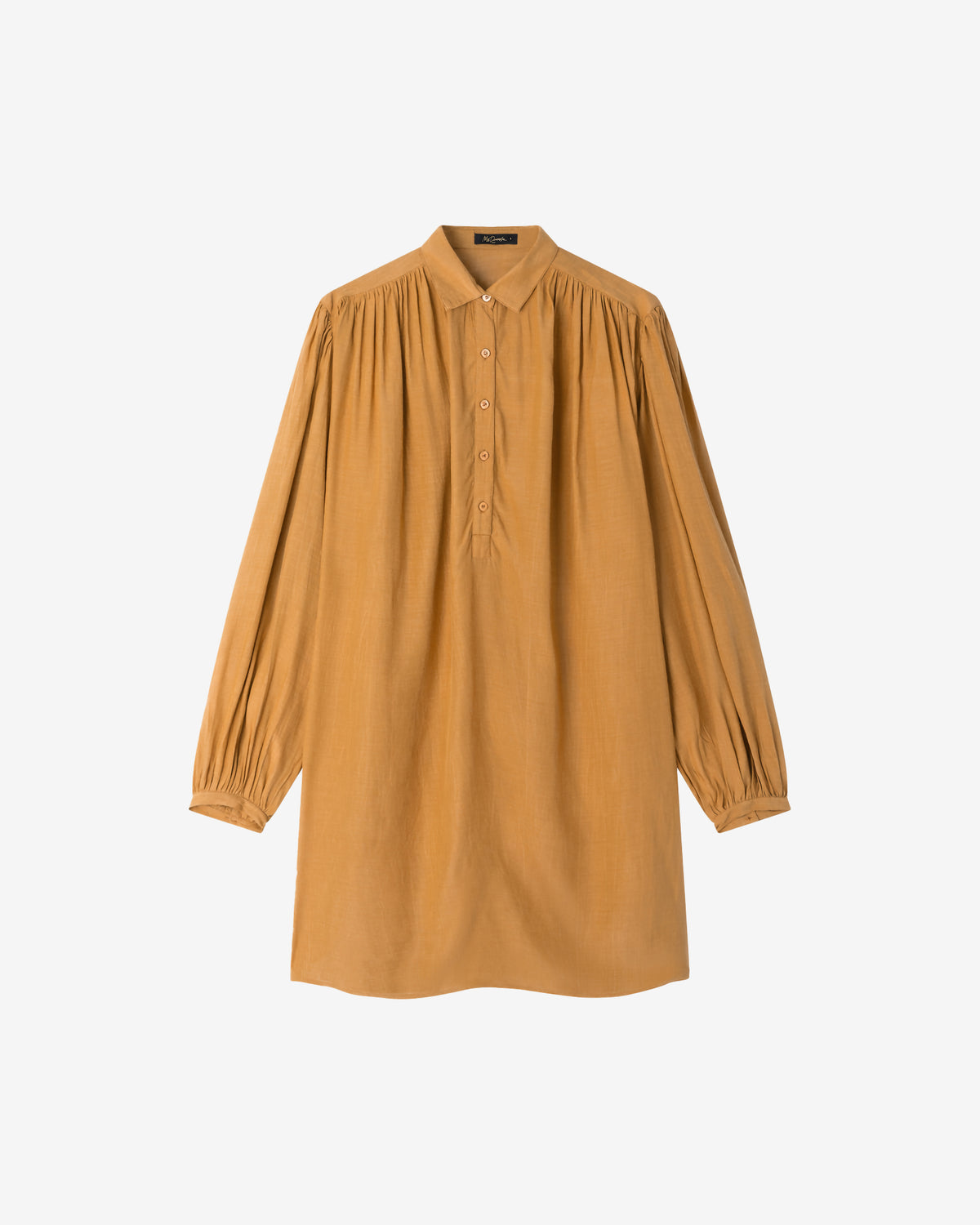 Blouse longue en coton et soie ocre - Chemises & tops Mes Demoiselles