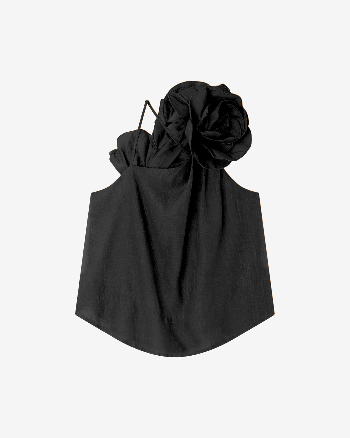 Débardeur à grosse fleur en coton et soie noir - Chemises & tops Mes Demoiselles