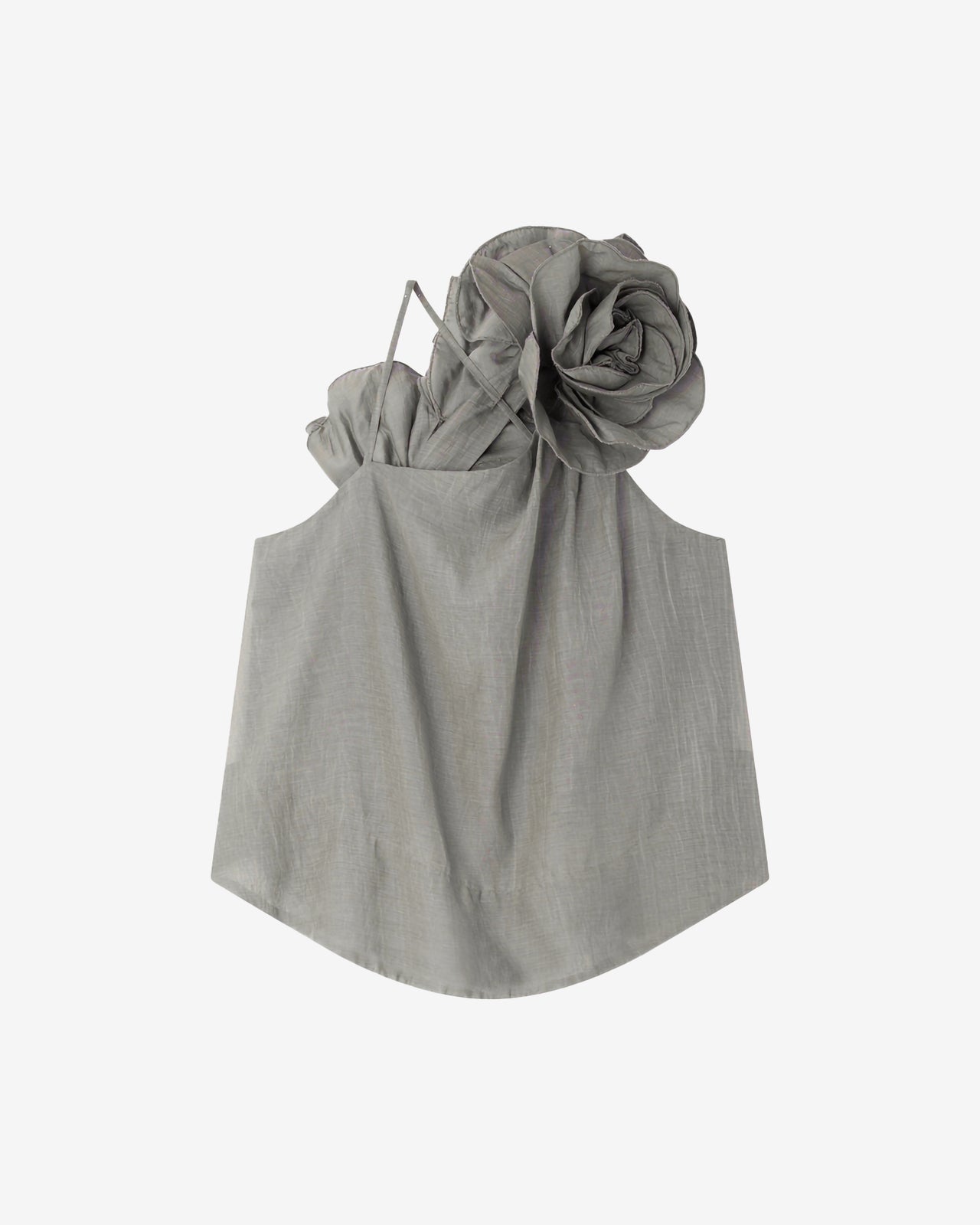 Débardeur à grosse fleur en coton et soie gris - Chemises & tops Mes Demoiselles - Image 1