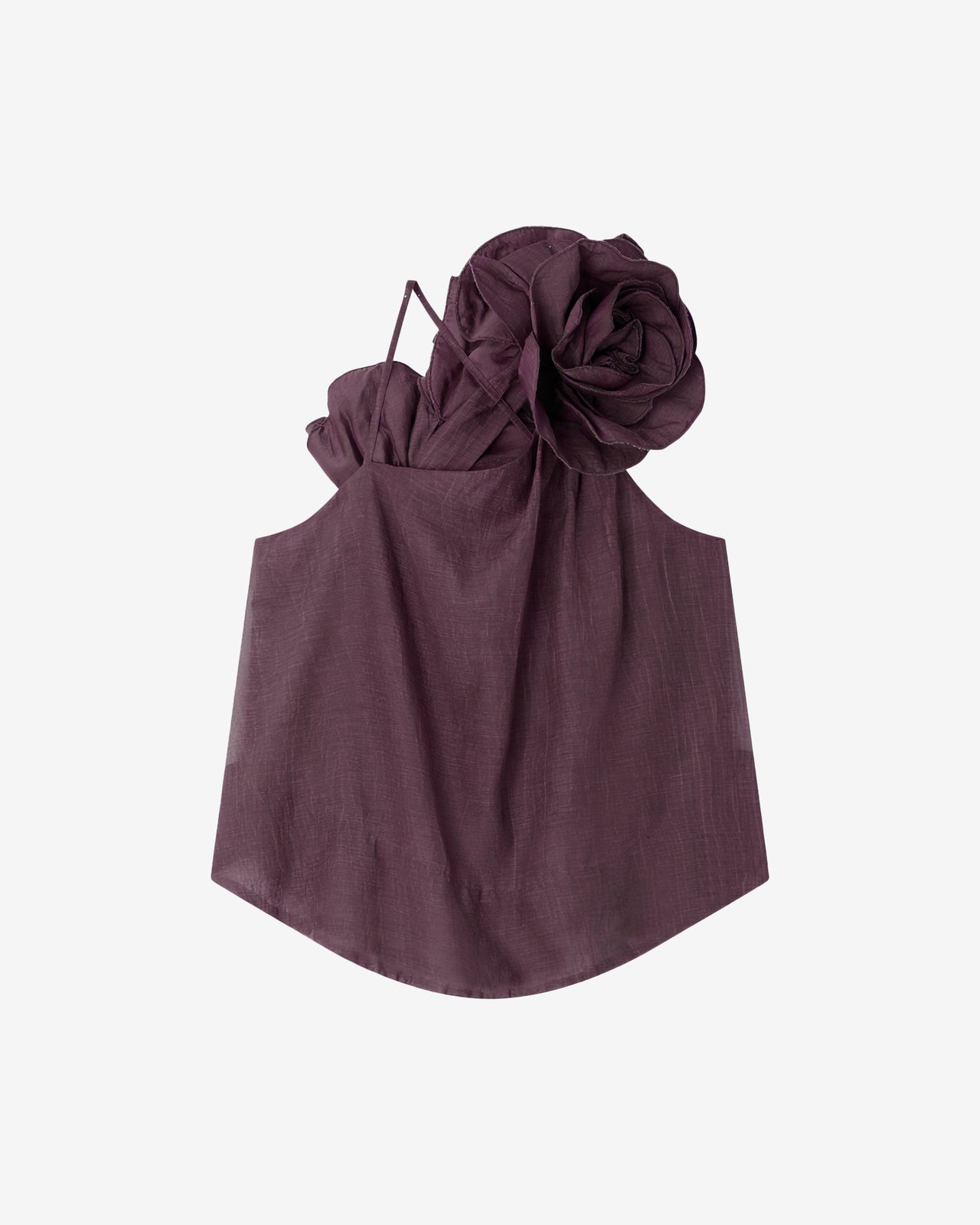 Débardeur à grosse fleur en coton et soie violet - Chemises & tops Mes Demoiselles - Image 1