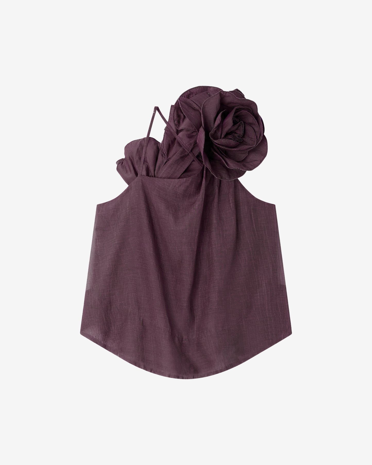 Débardeur à grosse fleur en coton et soie violet - Chemises & tops Mes Demoiselles