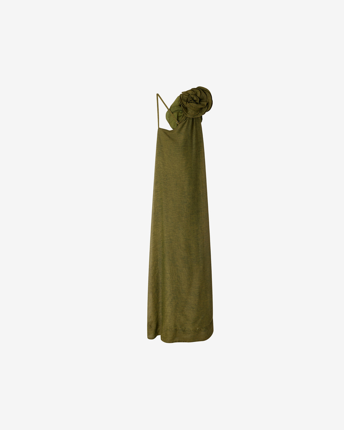Robe Fonix - Vert : Robe longue trapèze détail fleurs en relief Mes Demoiselles