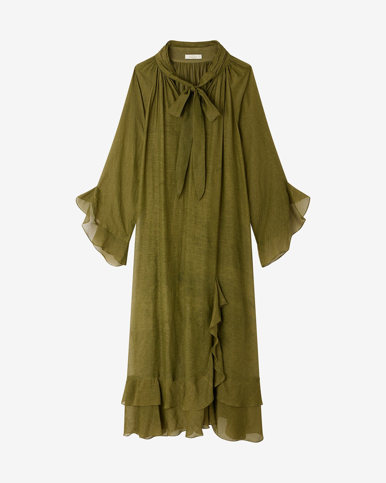 Robe Frelly - Vert : Robe longue en viscose satinée vert kaki Mes Demoiselles - Image 7