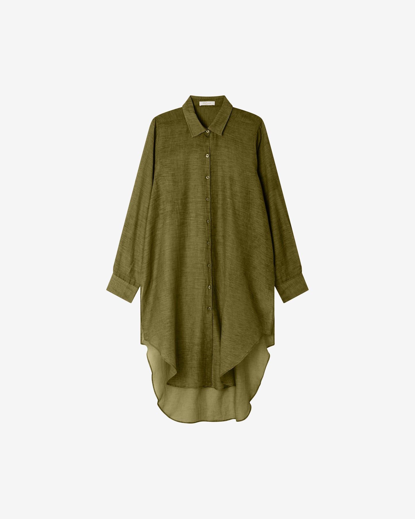 Chemise longue en coton et soie verte - Chemises & tops Mes Demoiselles