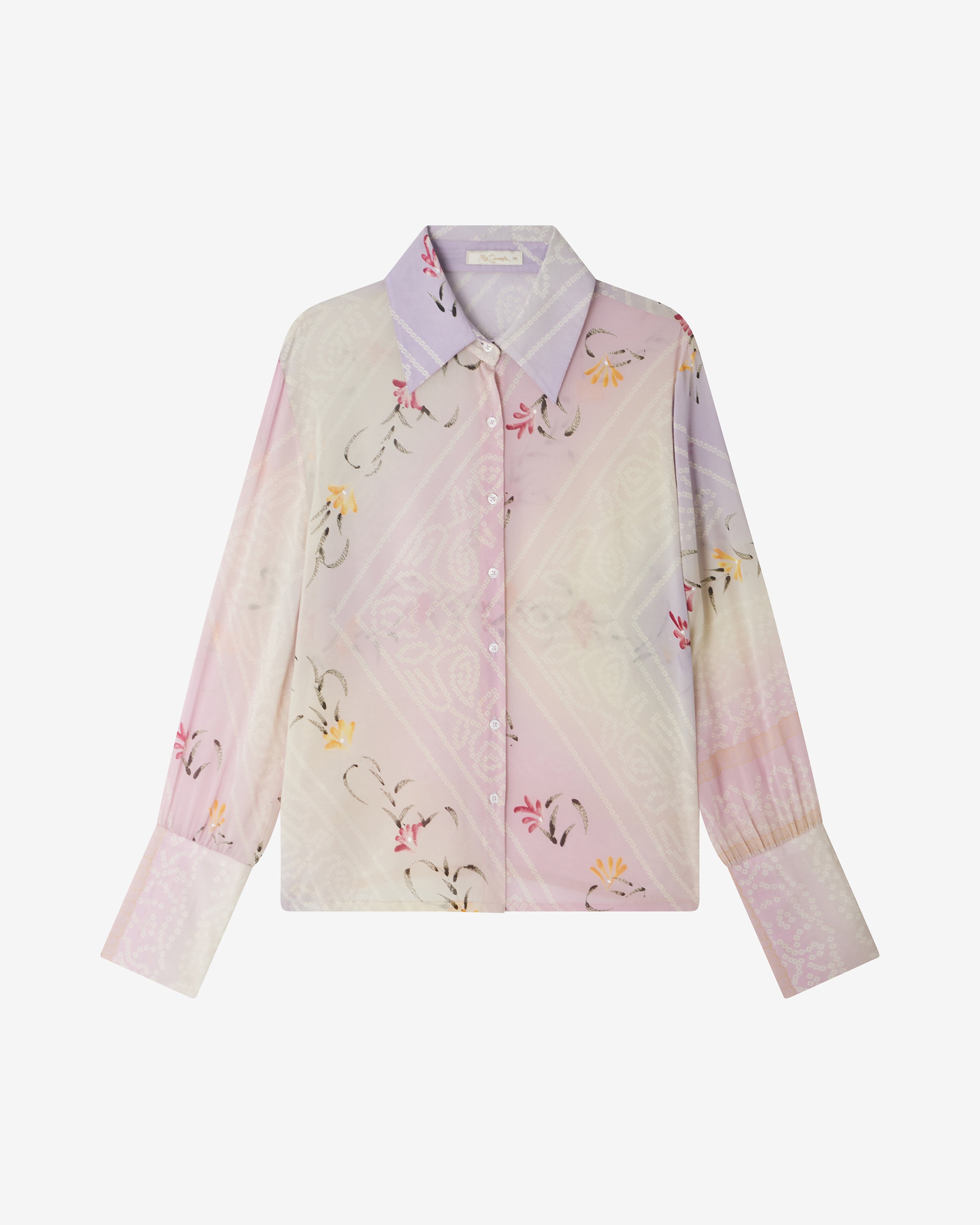 Chemise Gales - Rose : Chemisier en soie ivoire et rose imprimé artistique Mes Demoiselles