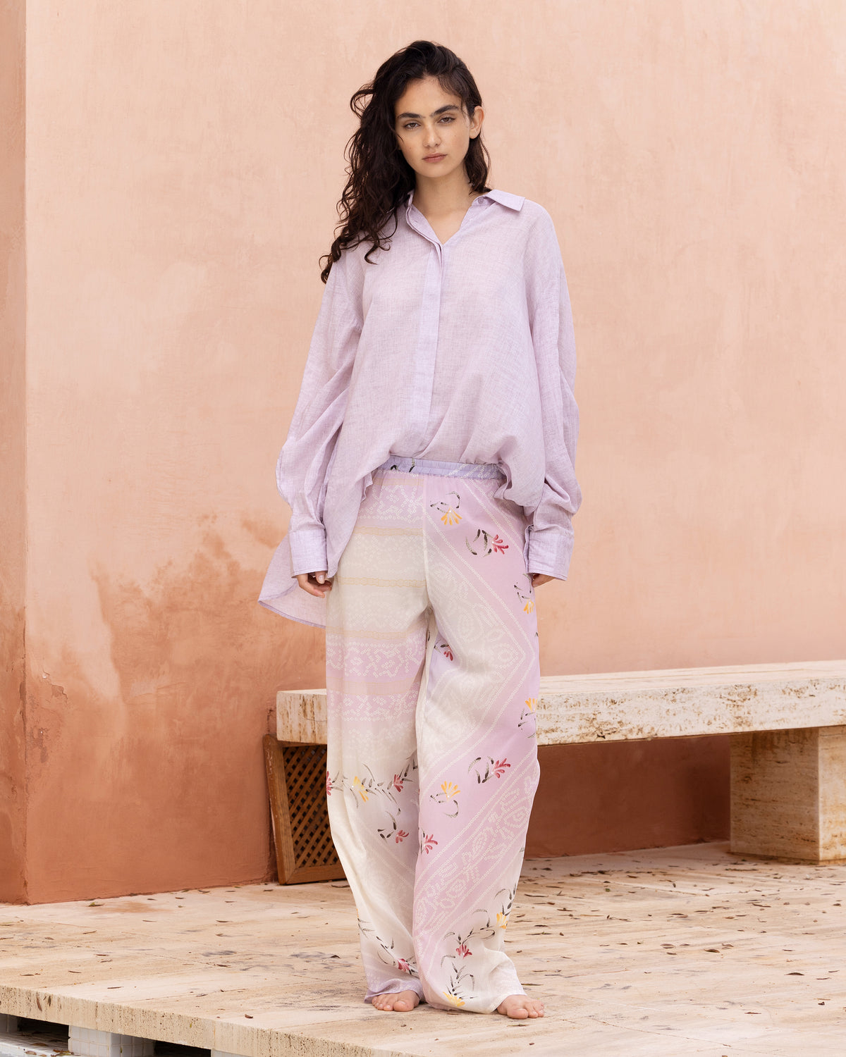 Pantalon fluide aux reflets artistiques - Pantalons & combinaisons Mes Demoiselles