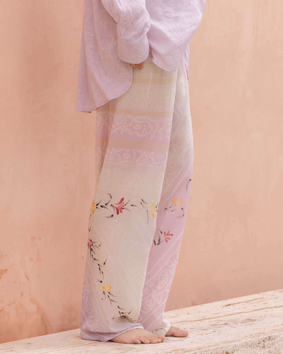 Pantalon Gigi - Rose : Pantalon fluide aux reflets artistiques Mes Demoiselles