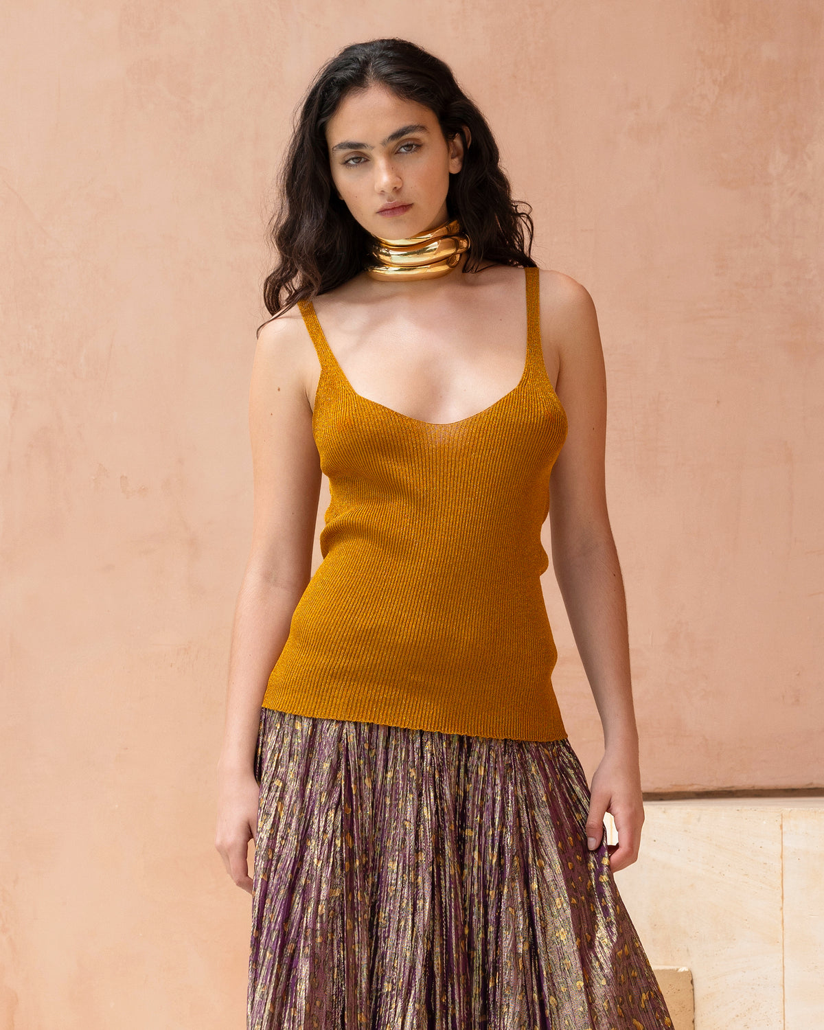 Débardeur en lurex côtelé scintillant - Chemises & tops Mes Demoiselles