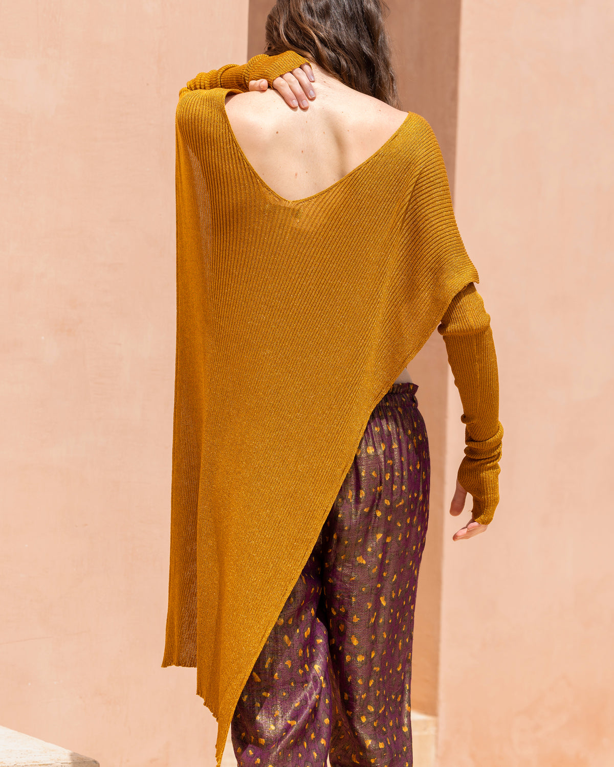 Gilet Goldwyn - Or : Cape oversize en lurex côtelé Mes Demoiselles