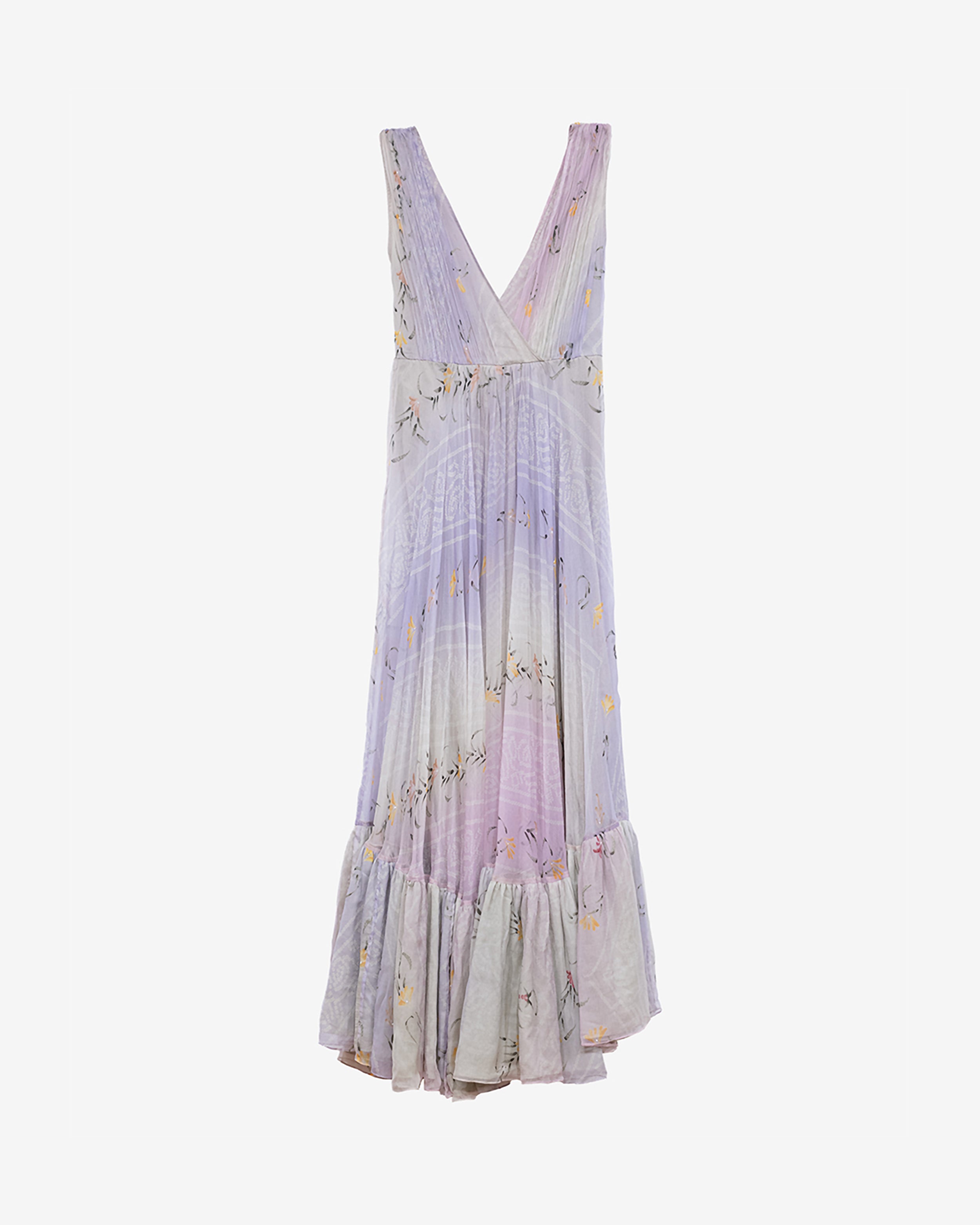 Robe Gretta - Rose : Robe longue en viscose chiffon ivoire et rose Mes Demoiselles