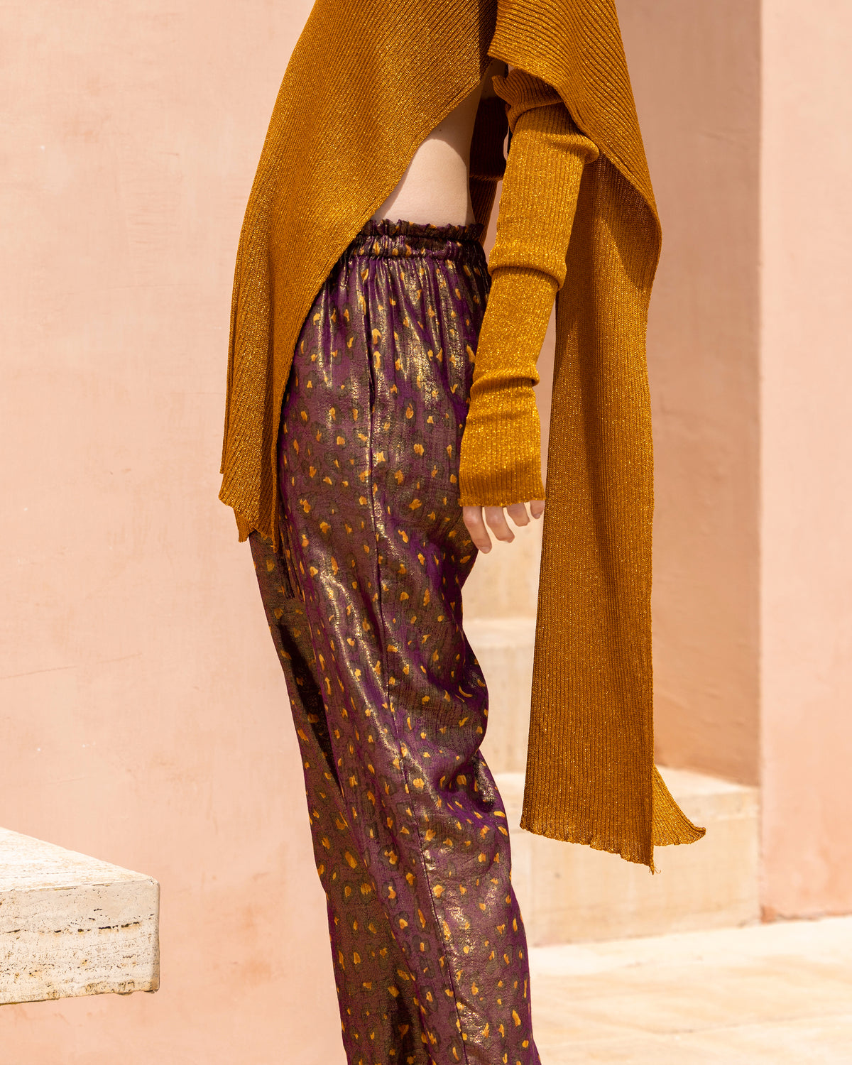 Pantalon en viscose et lurex imprimé - Pantalons & combinaisons Mes Demoiselles - Image 2