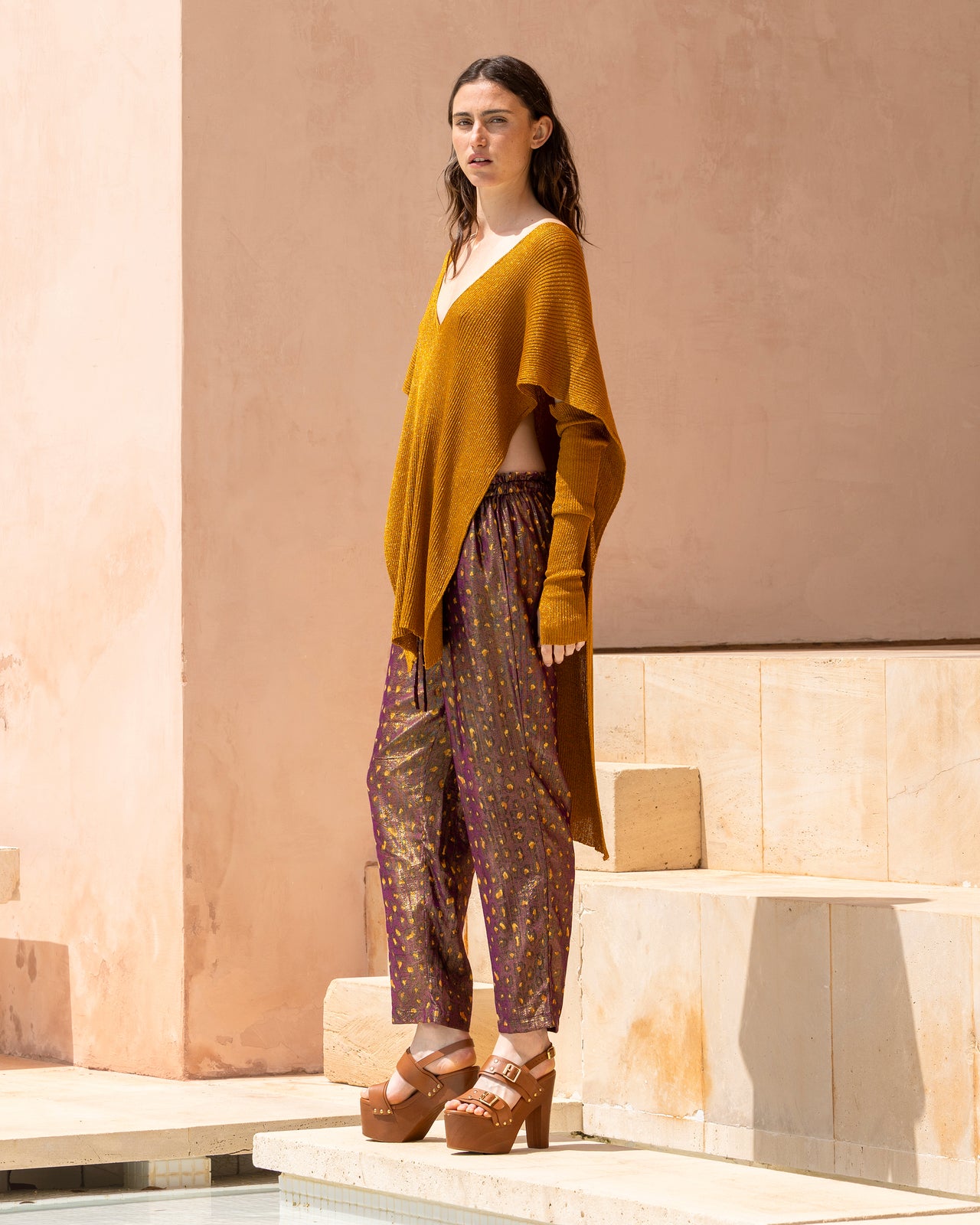 Pantalon en viscose et lurex imprimé - Pantalons & combinaisons Mes Demoiselles - Image 1