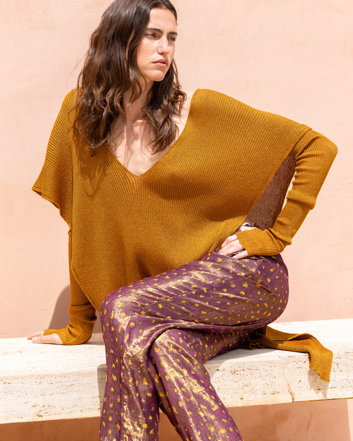Pantalon en viscose et lurex imprimé - Pantalons & combinaisons Mes Demoiselles - Image 3
