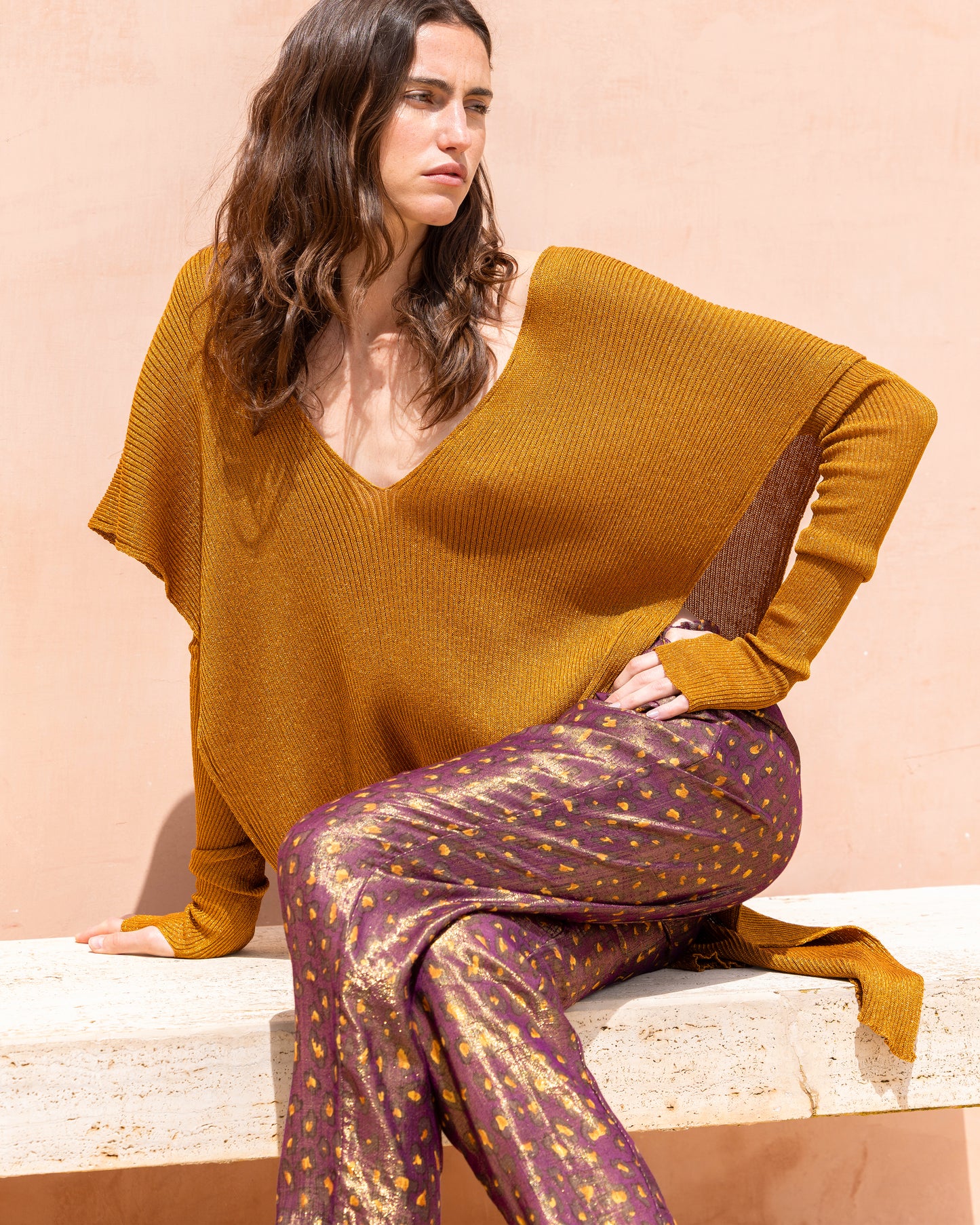 Pantalon en viscose et lurex imprimé - Pantalons & combinaisons Mes Demoiselles