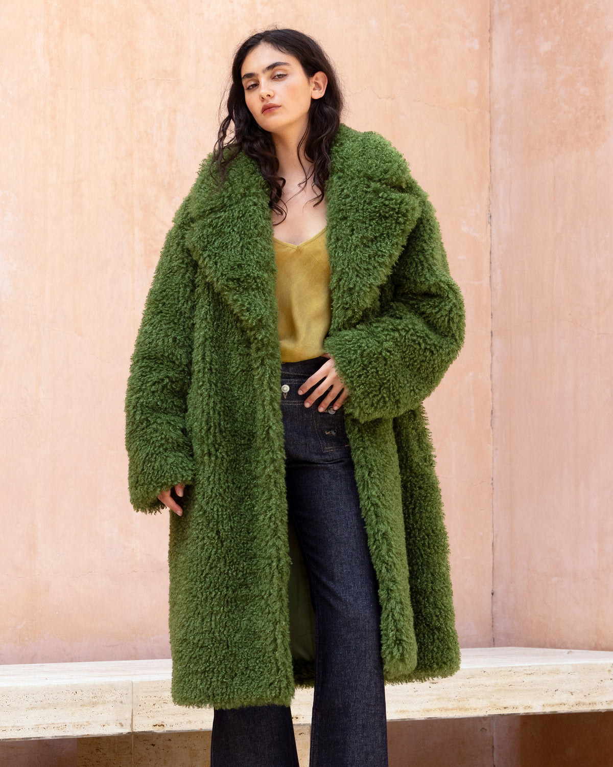 Manteau effet bouclette vert mousse - Manteaux & vestes Mes Demoiselles - Image 3