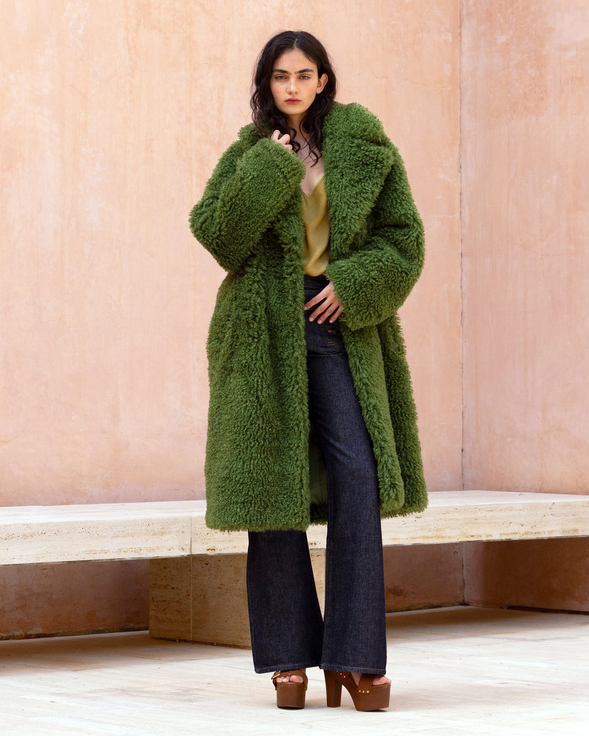 Manteau effet bouclette vert mousse - Manteaux & vestes Mes Demoiselles - Image 1