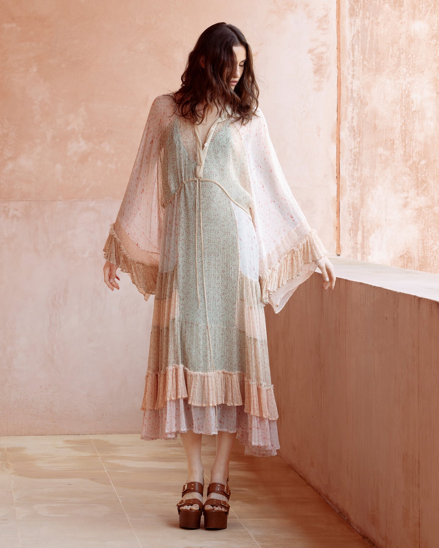 Robe longue bohème à volants - Robes Mes Demoiselles
